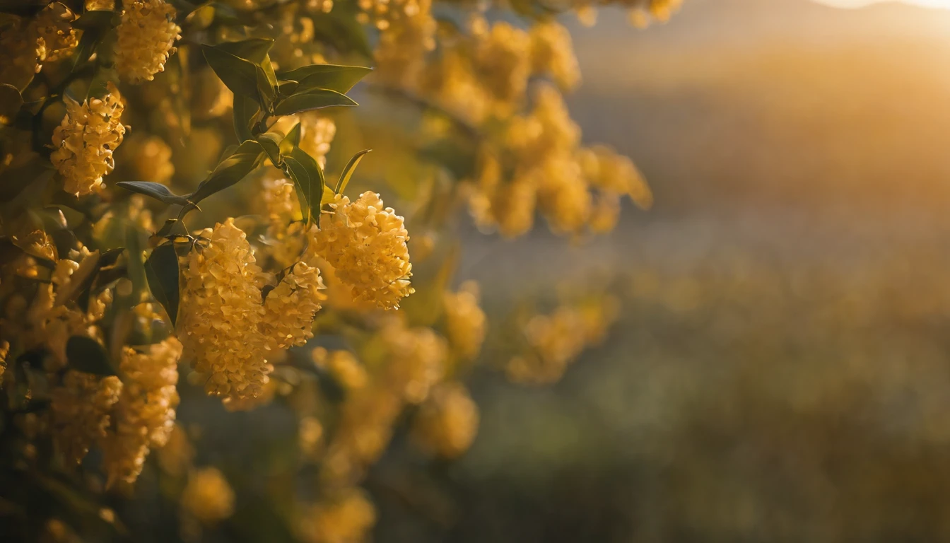 sweet osmanthus,Winemaking，beverage，Early morning daylight，Refreshed，ice cubes，Medium exposure，Laurel branches