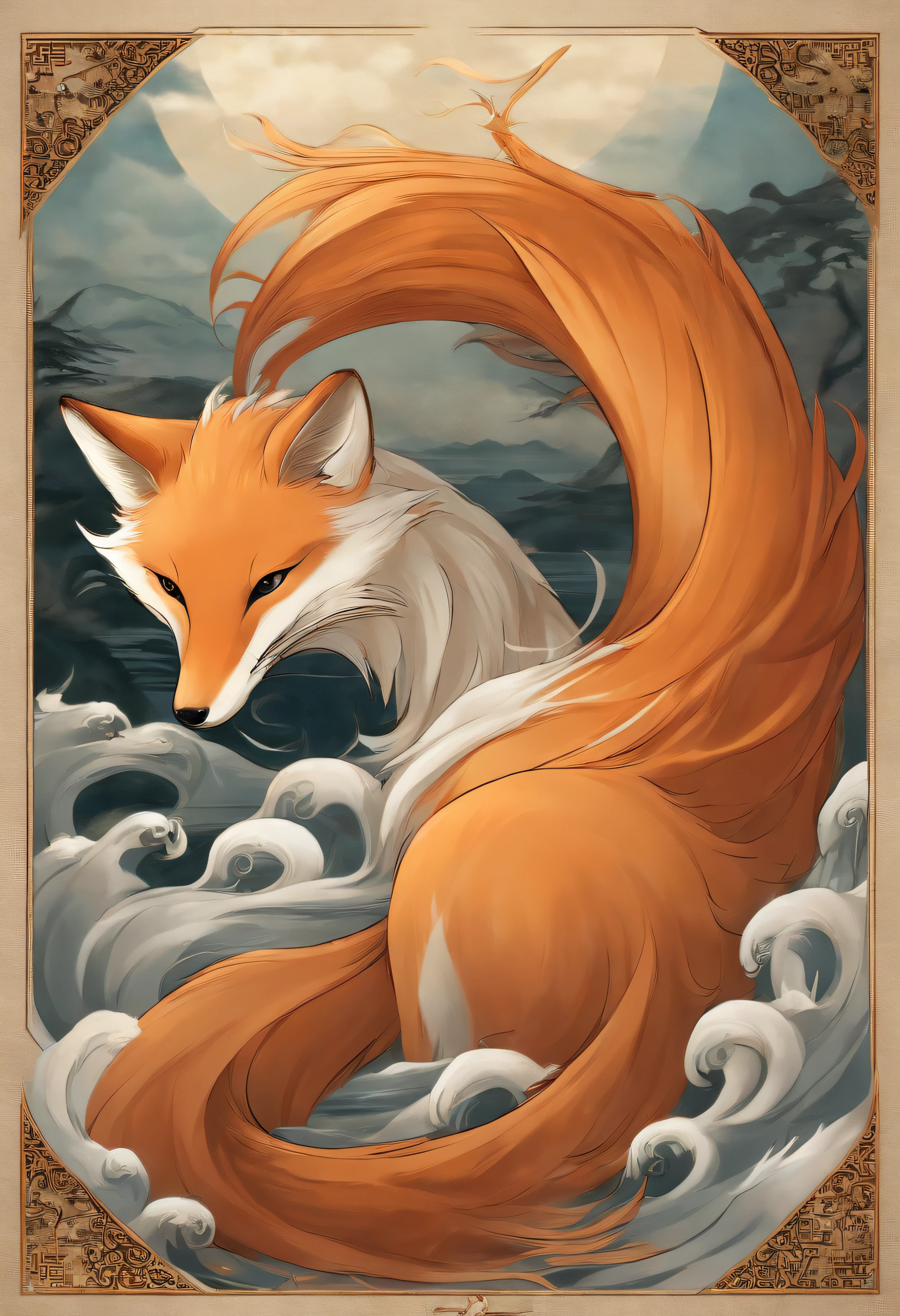 Sign at bottom left, masutepiece, a dolphin, of the highest quality,The Nine-Tailed Fox、It is a type of fox that appears in Japan legends and myths。The Nine-Tailed Fox、Typically、Has nine tails、It is said to have a very long life and very high intelligence.。
The Nine-Tailed Fox、Can transform into human form、Sometimes we live in the human world。They may often take the form of a beautiful woman、Depicted as an attractive presence。
The Nine-Tailed Fox、Has supernatural powers.、Can use magic and sorcery。They often have interactions with humans.、Fulfilling human wishes、Sometimes worshipped as a sacred being。
On the other hand、The Nine-Tailed Fox is often considered harmful to humans。They are also said to be able to eat human souls.、I sometimes tempt men, especially。
The legend of the nine-tailed fox is、It has been rooted in the culture of Japan since ancient times.、Degree in literature and works of art々Appears。pure、The Nine-Tailed Fox may appear as a similar entity in other East Asian cultures.。
