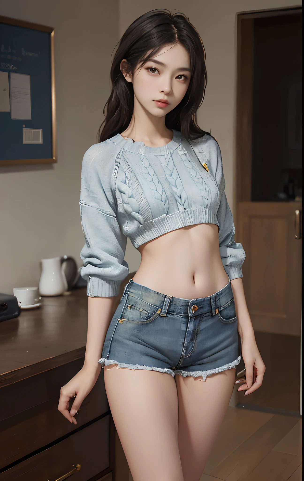 ((masuter piece:1.3)、(8K、Photorealsitic、Raw photography、top-quality: 1.4)、(1girl in)、Beautiful expression、(Lifelike face)、(A dark-haired、long)、 Beautiful hairstyle、realisticeyes、Beautiful details、(real looking skin)、Beautiful skins、absurderes、enticing、超A high resolution、A hyper-realistic、high-detail、the golden ratio、