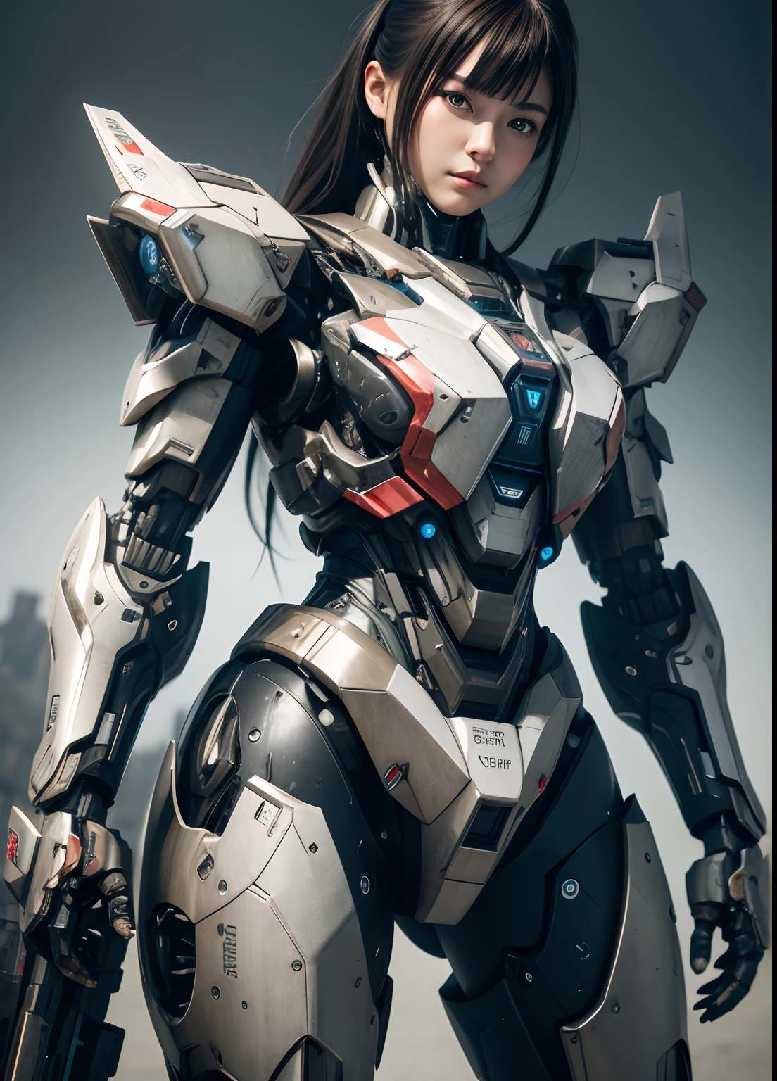 Textured skin, Super Detail, high details, High quality, Best Quality, hight resolution, 1080p, hard disk, Beautiful,(War Machine),beautiful cyborg woman,Mecha Cyborg Girl,Battle Mode,Girl with a Mecha Body,She wears a futuristic war machine weapon mech