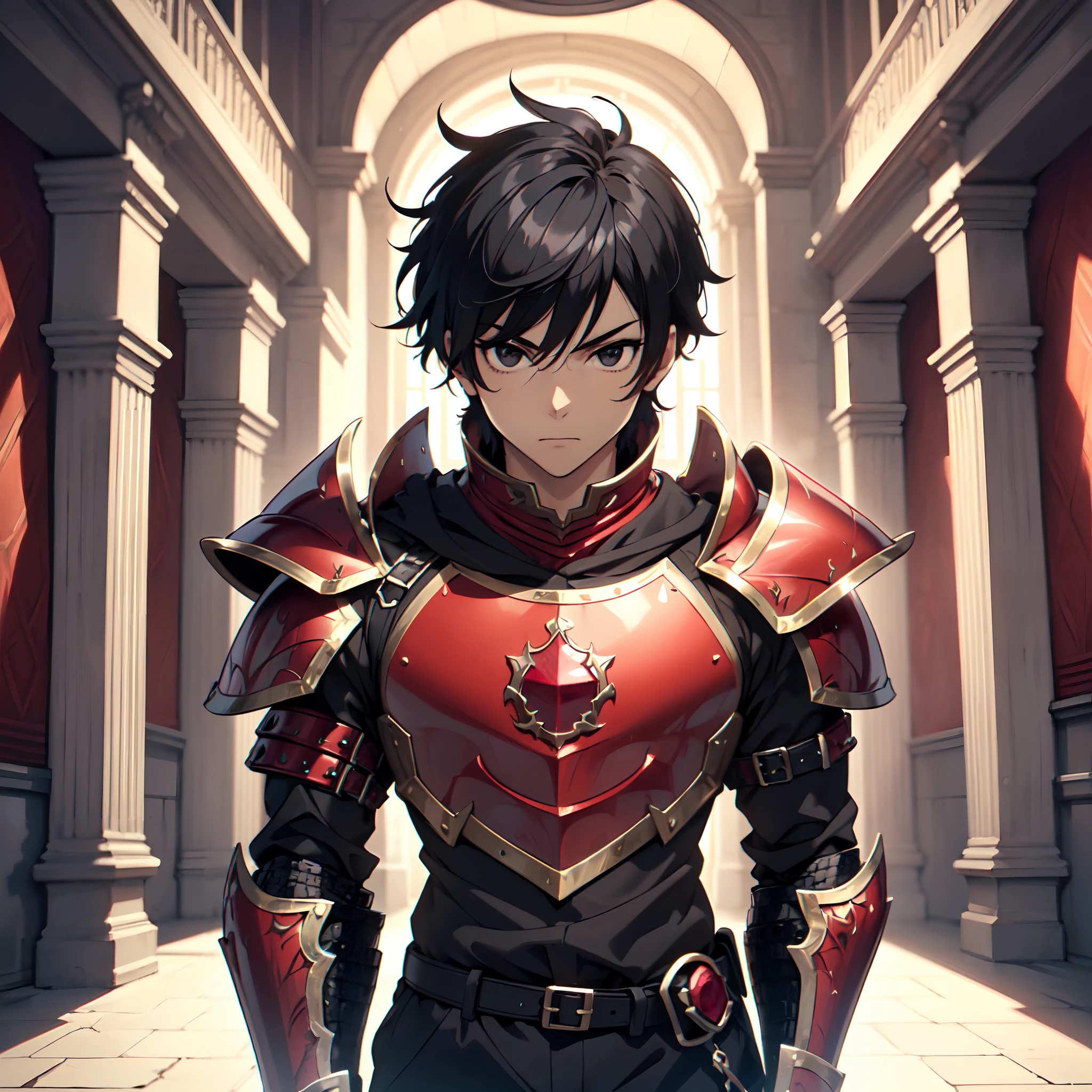 128K Ultra High Definition,
128K Ultra High Quality,
128K Ultra High Resolution,
Best Definition,
Best Quality,
Best Resolution,
Perfectly Detailed,
Perfectly Designed,
Extremely Detailed,
Extremely Designed,
Hyper Detailed,
Hyper Definition,
Hyper Quality,
Hyper Resolution,
Masterpiece,
(((Anime))),
Body Shot,
(((Boy))),
Handsome,
Muscular Body,
(((Black Short Hair))),
(((Black Eyes))),
(((Hyper Detailed & Perfectly Designed Red Ruby Armor Plates))),
(((Hyper Detailed & Perfectly Designed Baron Armor))),
(((Inside Of Medieval Royal Palace Background Scenery))),