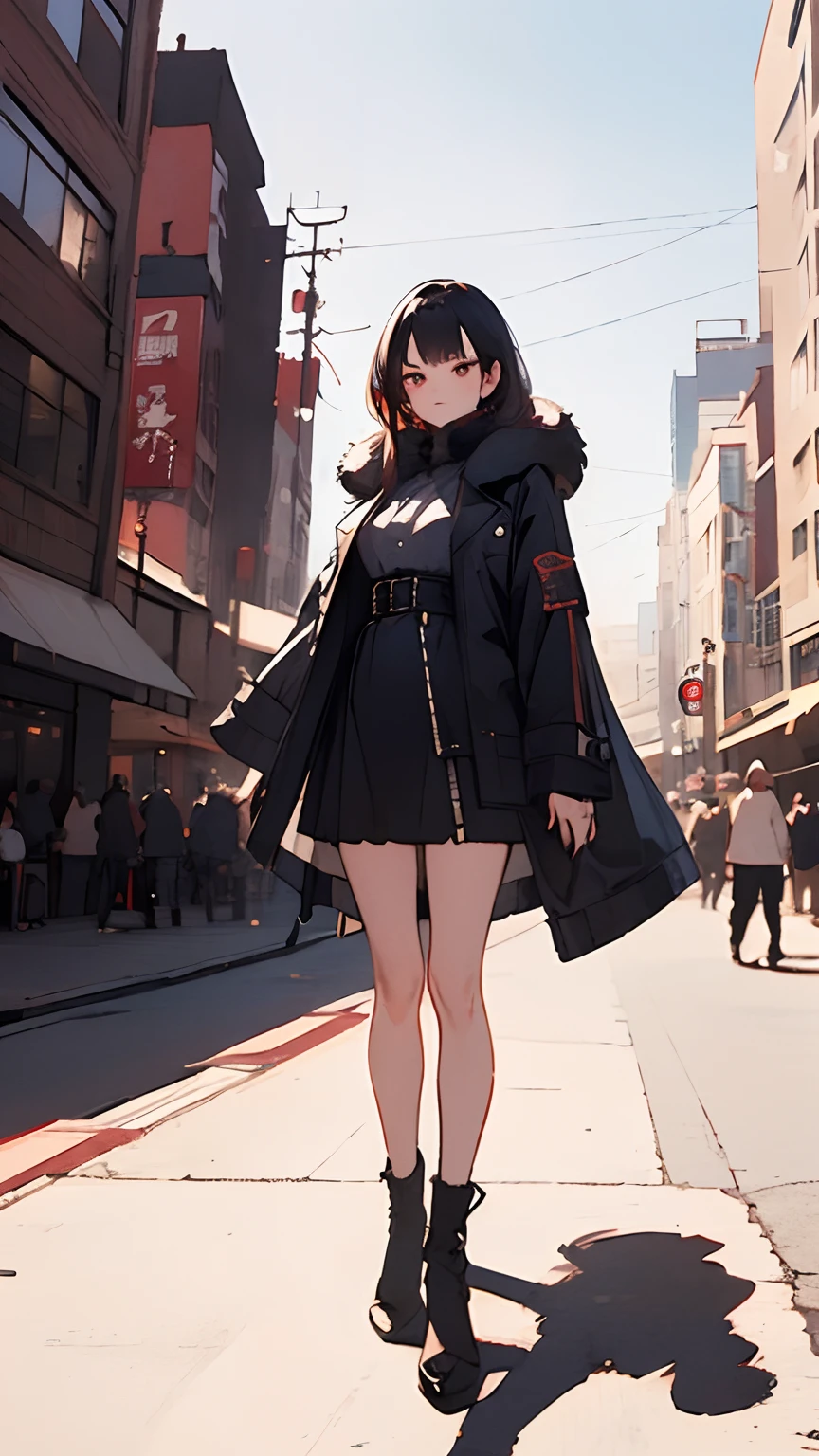 Best Quality,Masterpiece,8k wallpaper,absurdress, hight resolution, Ultra Detailed, (1 Young beautiful girl, 独奏:1.1)fur coat,microskirt,Shadow Puppet,urban landscape, skyscraper,east_an asian woman_architechture, street
BREAK