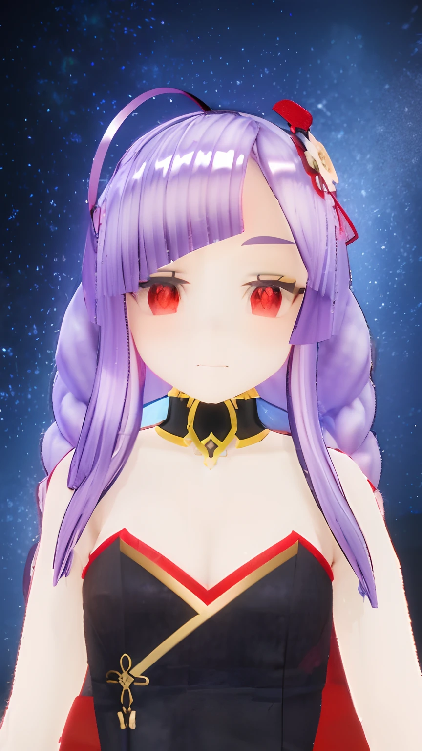 Anime girl with purple hair and red eyes in a black dress, from the azur lane videogame, Stylized anime, anime stylized, anime styled 3d, azur lane style, anime goddess, anime moe art style, made with anime painter studio, anime style like fate/Stay Night, Anime style. 8K, render of a cute 3d anime girl
