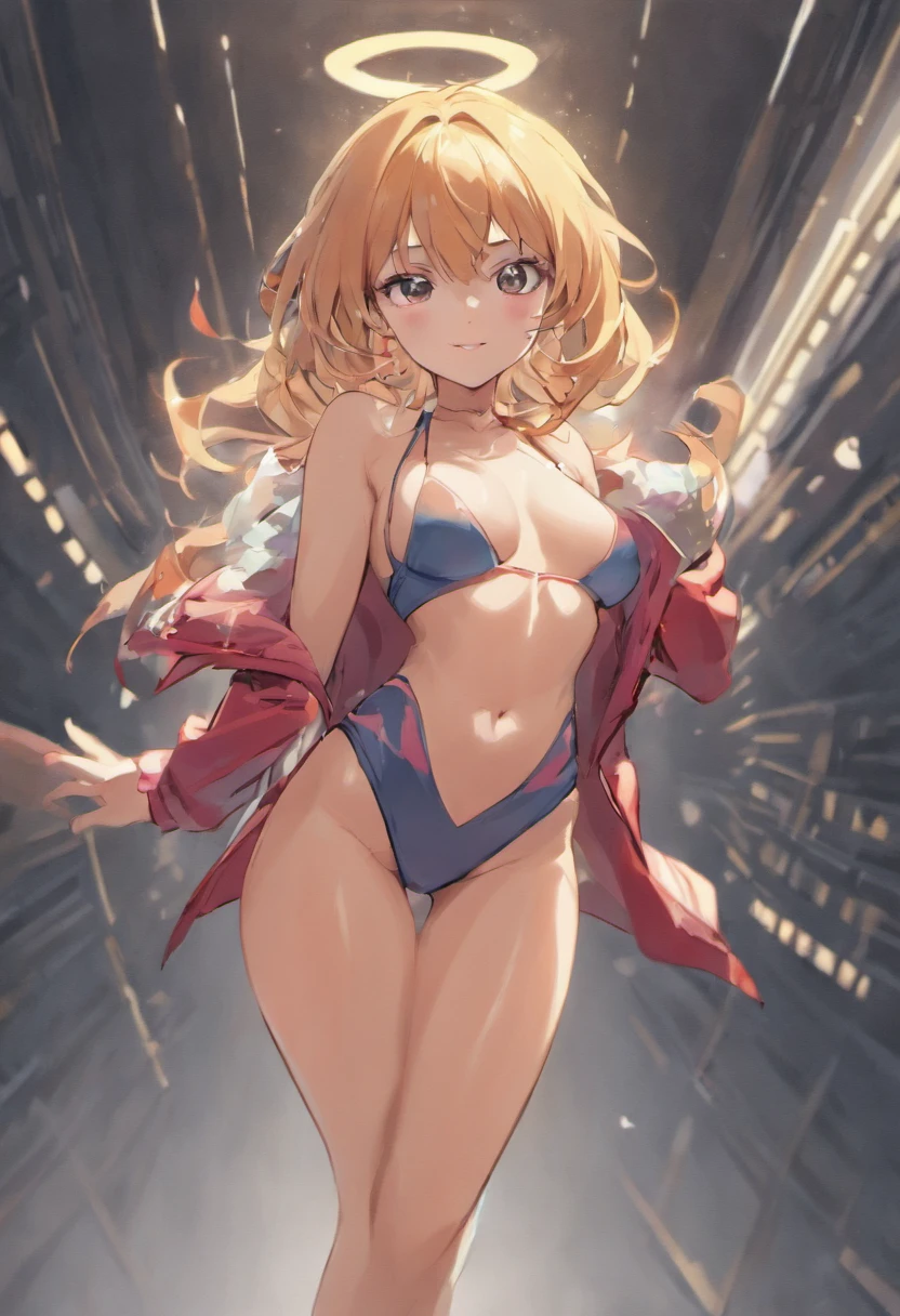 girl, nabel, upper legs, bare shoulders, simple backgound, track suit, ssmile, Bigchest, big assa (tmasterpiece, high high quality: 1.1), perfect eyes, Perfect sexy face, Voluptious body, ultra - detailed, Cameltoe avantajado, Large of breast, Pose, Tiny micro bikini,, beautiful face, Serious face, perfect eyes, perfect bodies, , detailed body structure, all parts are clearly visible, dynamicposes, Featured Carmelto, Tiny micro bikini, Dynamic background, Faire
