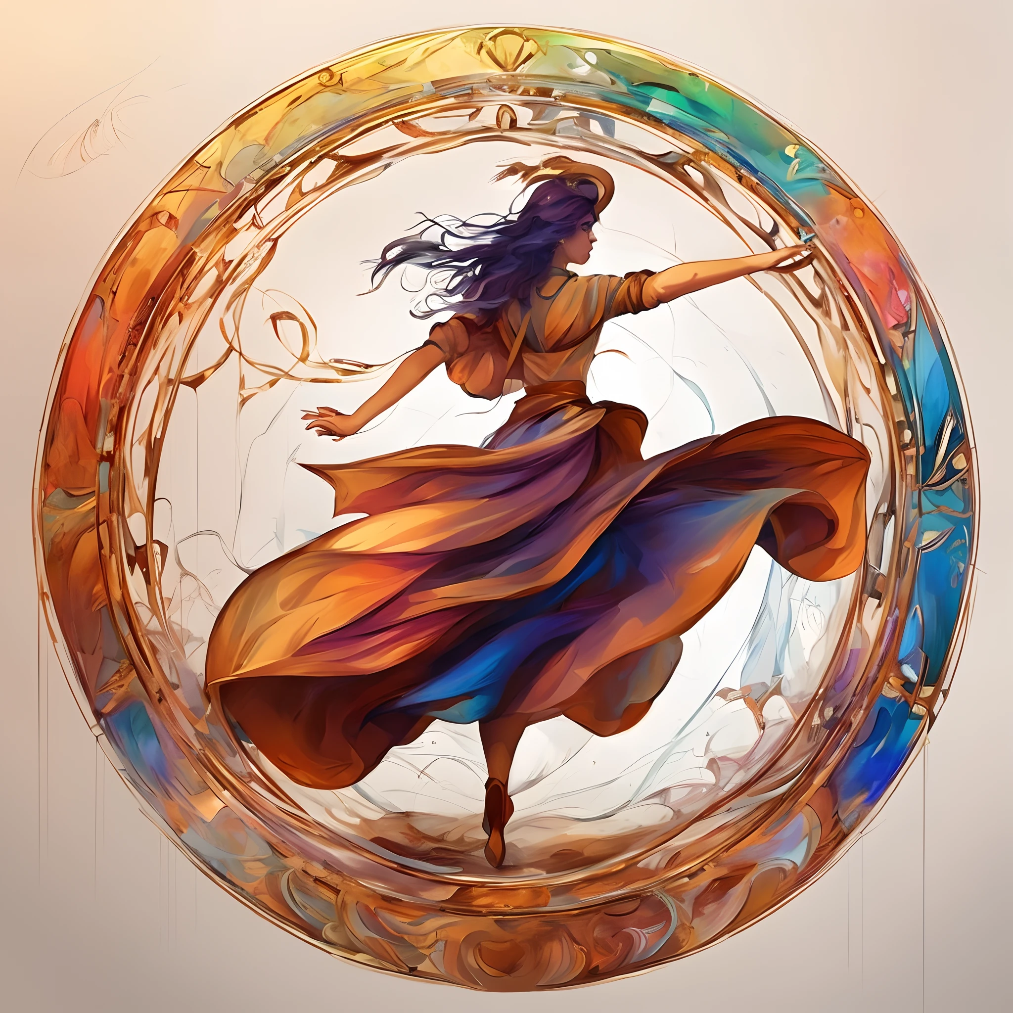 painting of a woman in a dress in a circular frame, a beautiful artwork illustration, exquisite digital illustration, in the art style of mohrbacher, very beautiful digital art, gorgeous digital art, beautiful digital artwork, beautiful digital art, by Cyril Rolando, beautiful digital illustration, intricate digital painting, digital illustration radiating, beautiful gorgeous digital art, stunning digital illustration