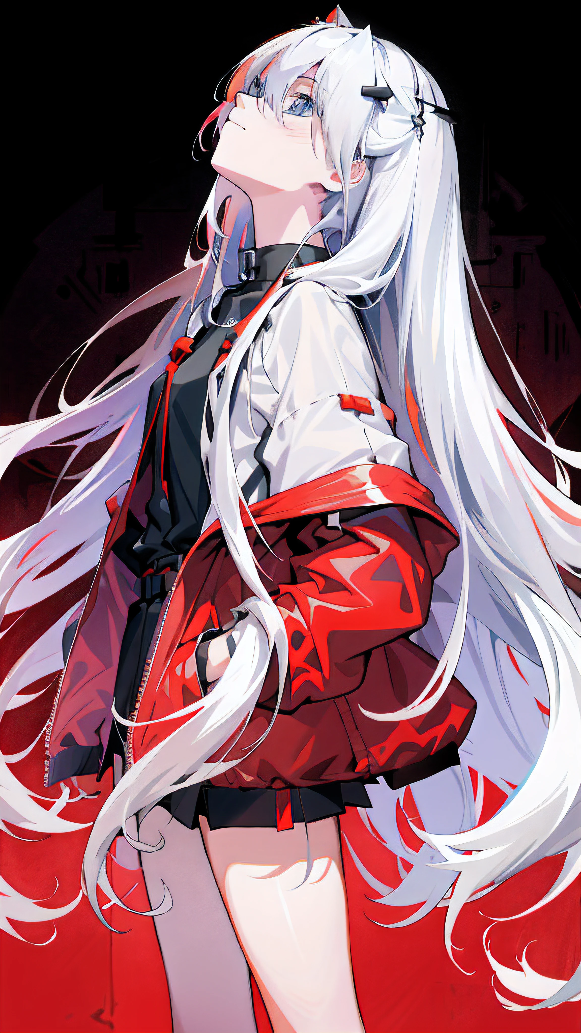 anime girl with long white hair and red purse, from arknights, white haired deity, badass anime 8 k, azur lane style, best anime 4k konachan wallpaper, from girls frontline, anime style 4 k, kantai collection style, ufotable art style, detailed key anime art, detailed digital anime art, silver haired