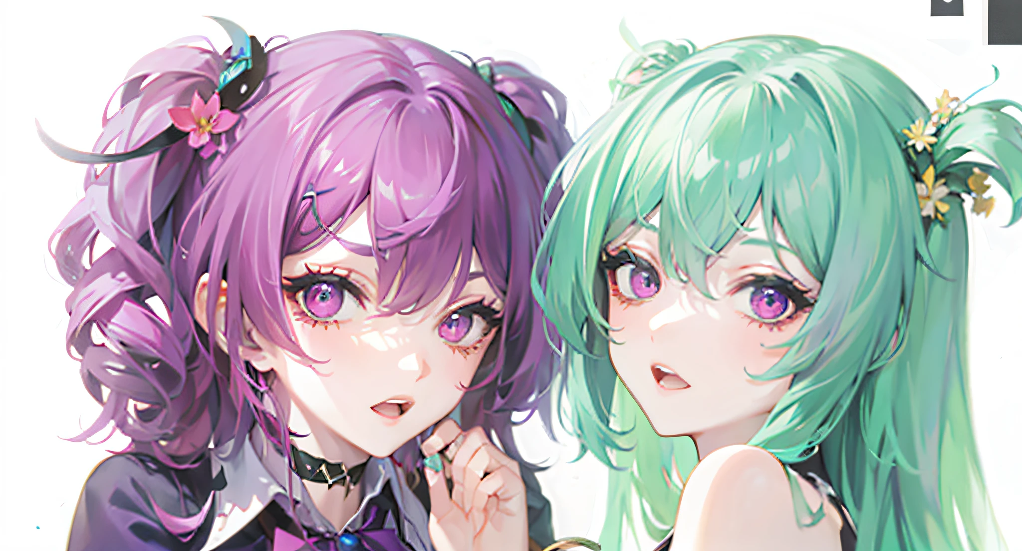 Purple hair，Blue-green hair