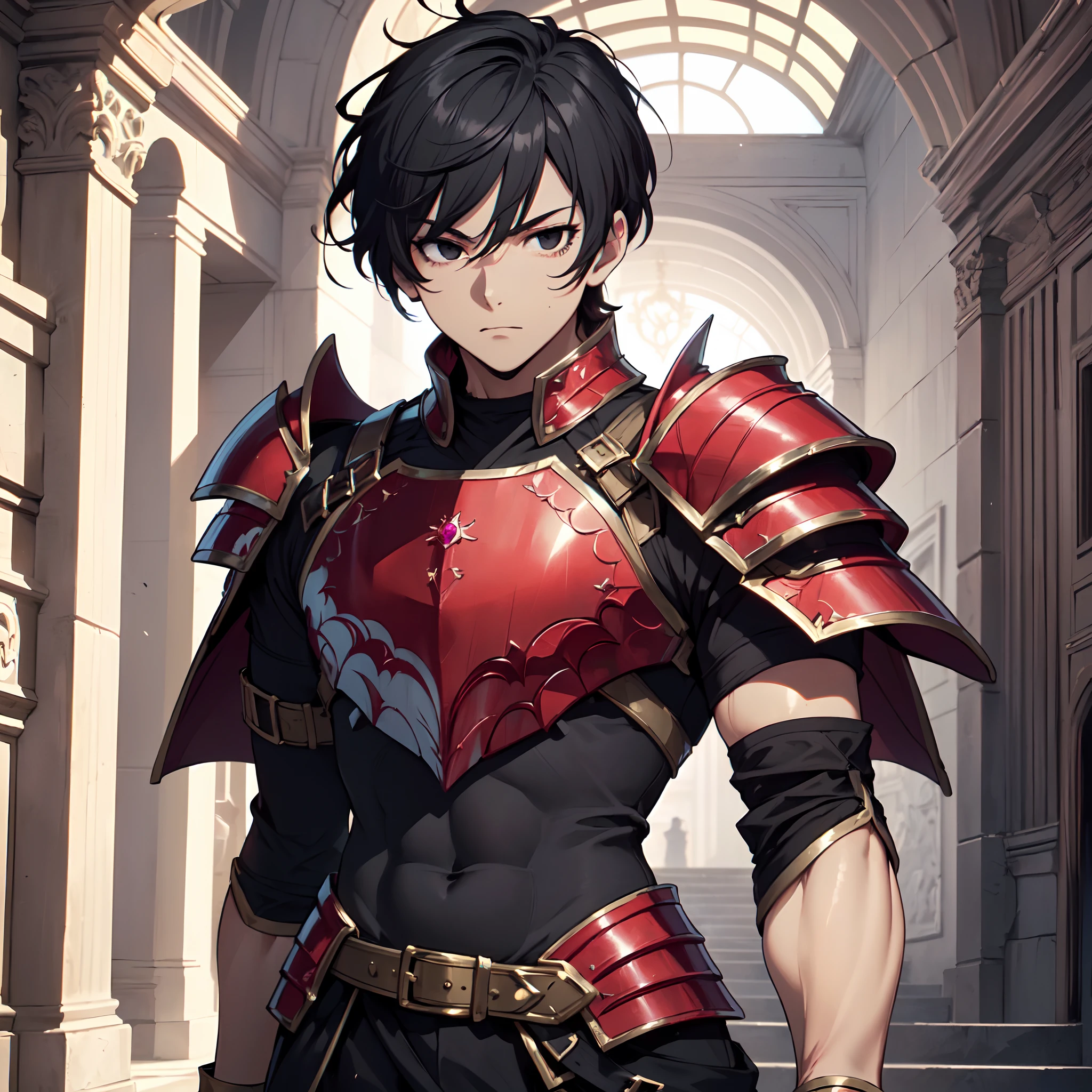 128K Ultra High Definition,
128K Ultra High Quality,
128K Ultra High Resolution,
Best Definition,
Best Quality,
Best Resolution,
Perfectly Detailed,
Perfectly Designed,
Extremely Detailed,
Extremely Designed,
Hyper Detailed,
Hyper Definition,
Hyper Quality,
Hyper Resolution,
Masterpiece,
(((Anime))),
Body Shot,
(((Boy))),
Handsome,
Muscular Body,
(((Black Short Hair))),
(((Black Eyes))),
(((Hyper Detailed & Perfectly Designed Red Ruby Armor Plates))),
(((Hyper Detailed & Perfectly Designed Baron Armor))),
(((Inside Of Medieval Royal Palace Background Scenery))),