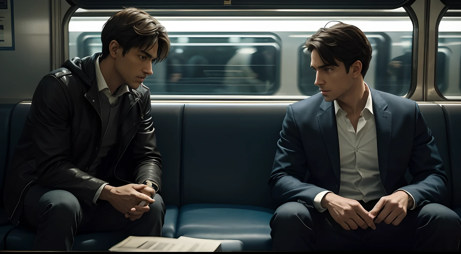 "The Stranger Passenger" is a suspenseful story about the main character who notices a stranger on a train who makes him suspicious. The protagonist starts following him and discovers that this stranger is hiding a dangerous secret.
The story is allowed to develop overnight as the protagonist tries to find out more about the stranger without his knowledge. He infiltrates his personal space, observes his conversations and actions, and uncovers pieces of the mystery the stranger is trying to keep secret.
In the process, the protagonist is able to ask the other passengers on the train for help, but they all seem suspicious and complicit in the mystery. As the story progresses, the main character realises that his life may be in danger and that he must uncover the truth about the stranger before it is too late.
In the final act, the protagonist and the stranger engage in a direct confrontation that may include elements of stunts and an unexpected twist. In the end, the truth is presented to the protagonist and the audience, the story can end like this or be open to an intriguing epilogue.
