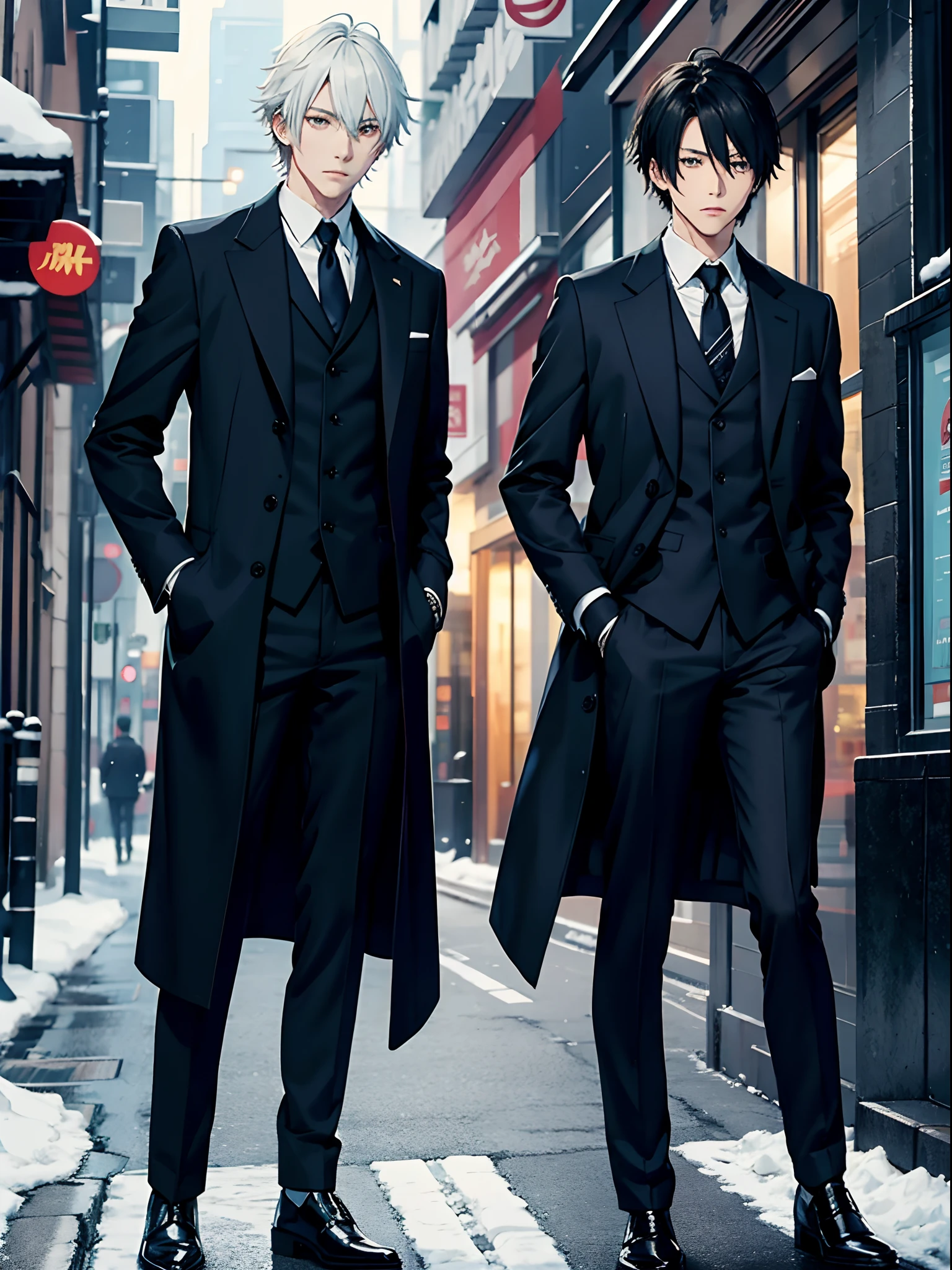 anime guy, winter, Elegant coat, suit