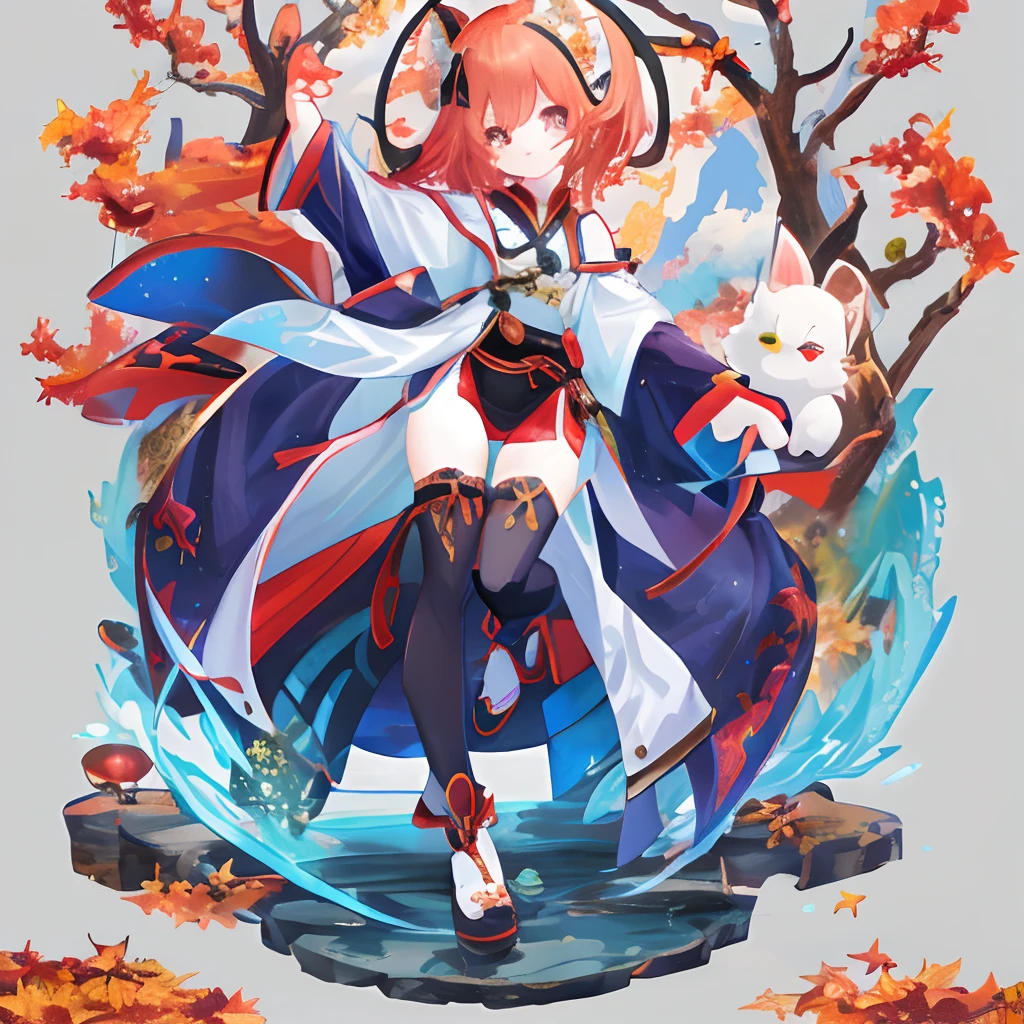Autumn Festival、Mascot character、Animals in clothes、full body Esbian、cute little、A sexy、Well-formed face、Detailed eyes、Idol、