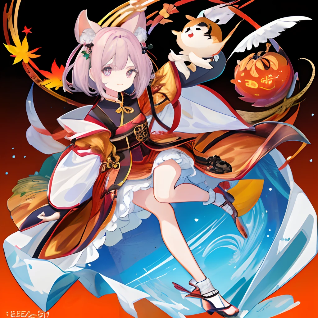 Autumn Festival、Mascot character、Animals in clothes、full body Esbian、cute little、A sexy、Well-formed face、Detailed eyes、Idol、