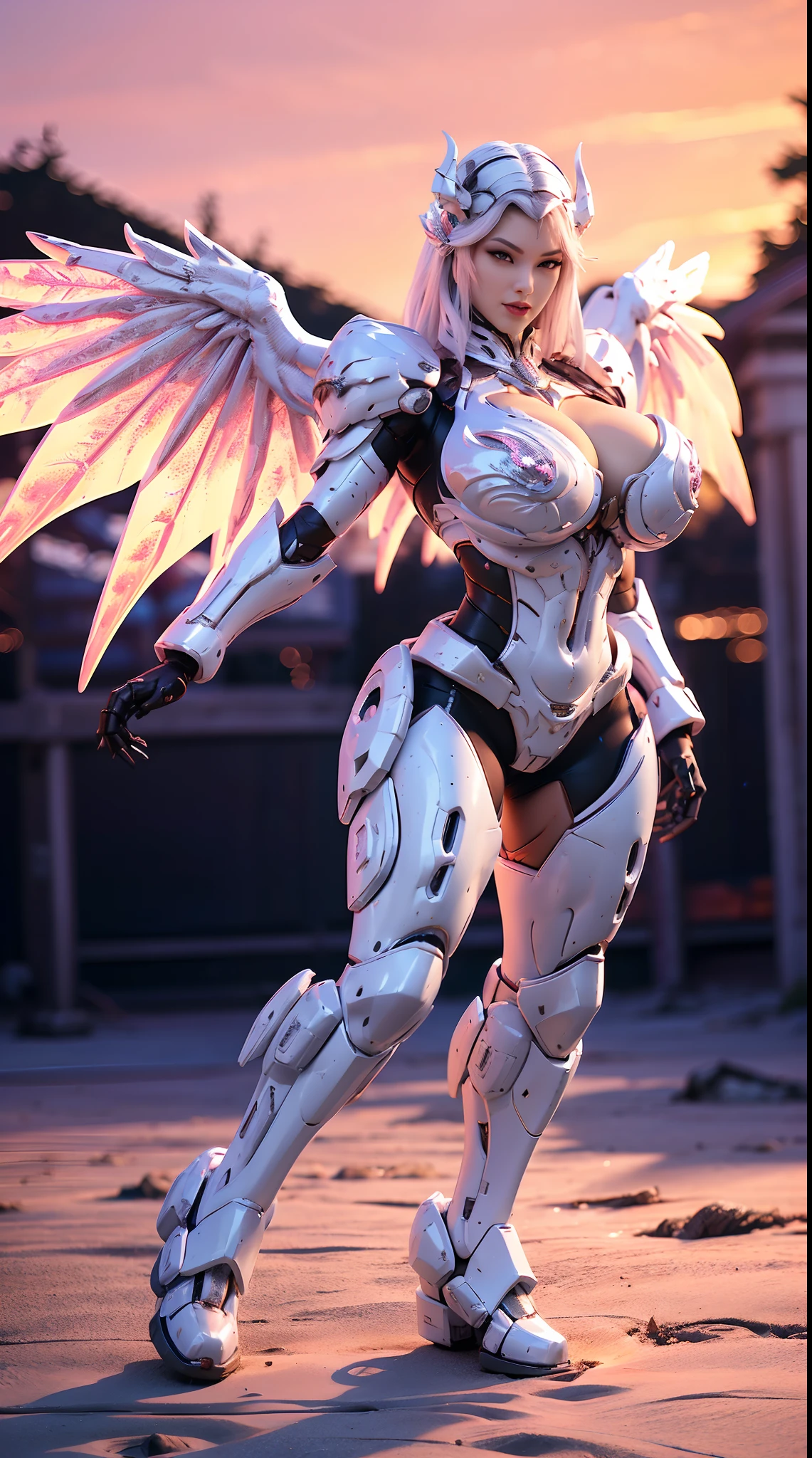 (DRAGON HEAD), HUGE FAKE BOOBS, (BEAUTIFUL FACE), (WHITE HAIR), (PURPLE:1.2, WHITE:0.8, RGB:1), (MECHA ARMORED GEAR), (((A PAIR OF HUGE MECHANICAL WINGS SPREAD OUT))), FUTURISTIC DRAGON MECHA SUIT, (CLEAVAGE), (SKINTIGHT YOGA PANTS), (PERFECT BODY:1.2), (FULL BODY VIEW), FRONT, (STANDING:1), SEXY MUSCULAR BODY, MUSCLE ABS, UHD, 8K, 1080P.
