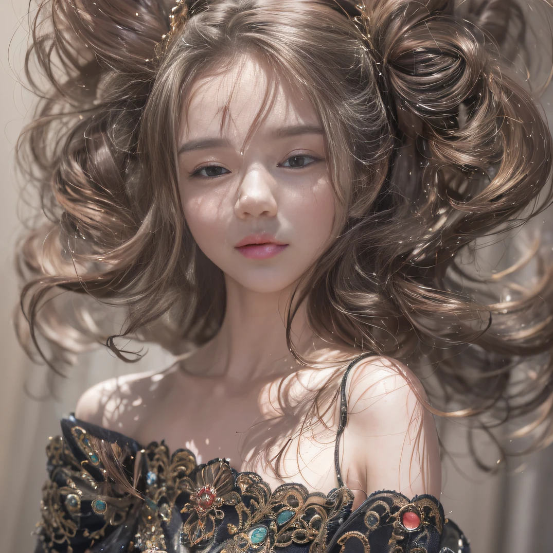 Impeccable(Masterpiece),(Best quality), illustration, (fantasy:1.4), witch, Cute detailed digital art, Beautiful face, Brown hair, Hair up, Castle, Mountain, Long dark dress, a moon, Flowers , Paper_cut