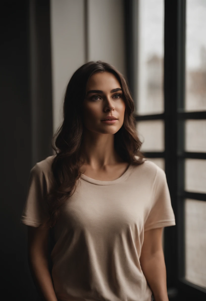 (Close-up, 20yr old,Female brunette hair,Back line,Arm raised,Sports short-sleeved clothes), ((Only the back is visible)),((The face is not visible)),Ultra photo realsisim ,Lifelike texture, Dramatic lighting , cine still 800