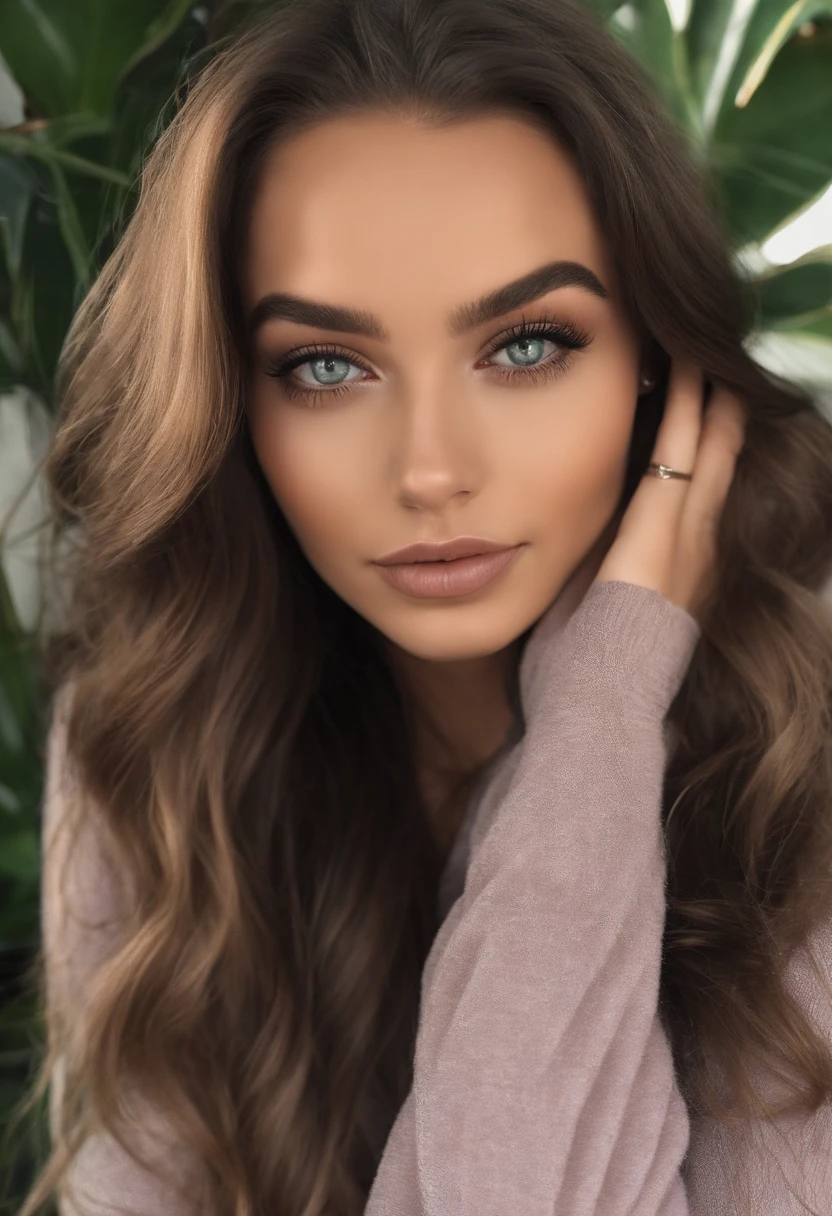 Femme arafed avec de gros seins, fille sexy aux yeux marrons, Portrait Sophie Mudd, cheveux bruns et grands yeux, selfie of a young woman, Yeux de chambre, Violet Myers, sans maquillage, maquillage naturel, looking straight at camera, Visage avec Artgram, Maquillage subtil, Superbe photo du corps entier, piercing green eyes, Bel angle, fille mignonne, Image du corps entier, corps entier, Prise de vue du corps entier, brunette goddess, High detail, parti, amusement