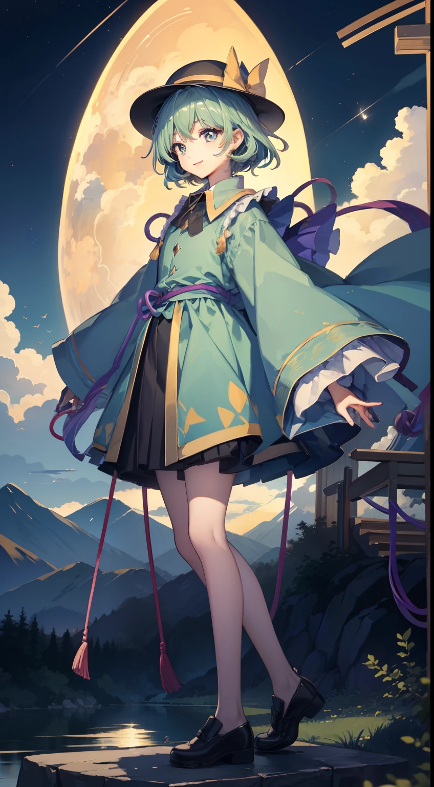 1 person Komeiji Koishi Sky Hat Standing Look at the camera Night Mountain Smile