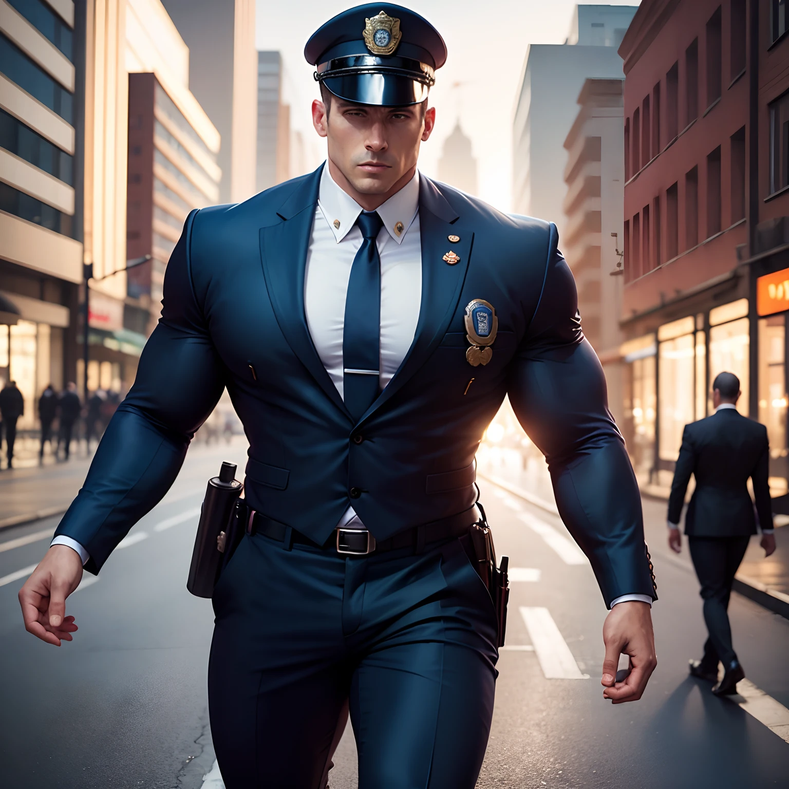 Muscular policeman in suit
