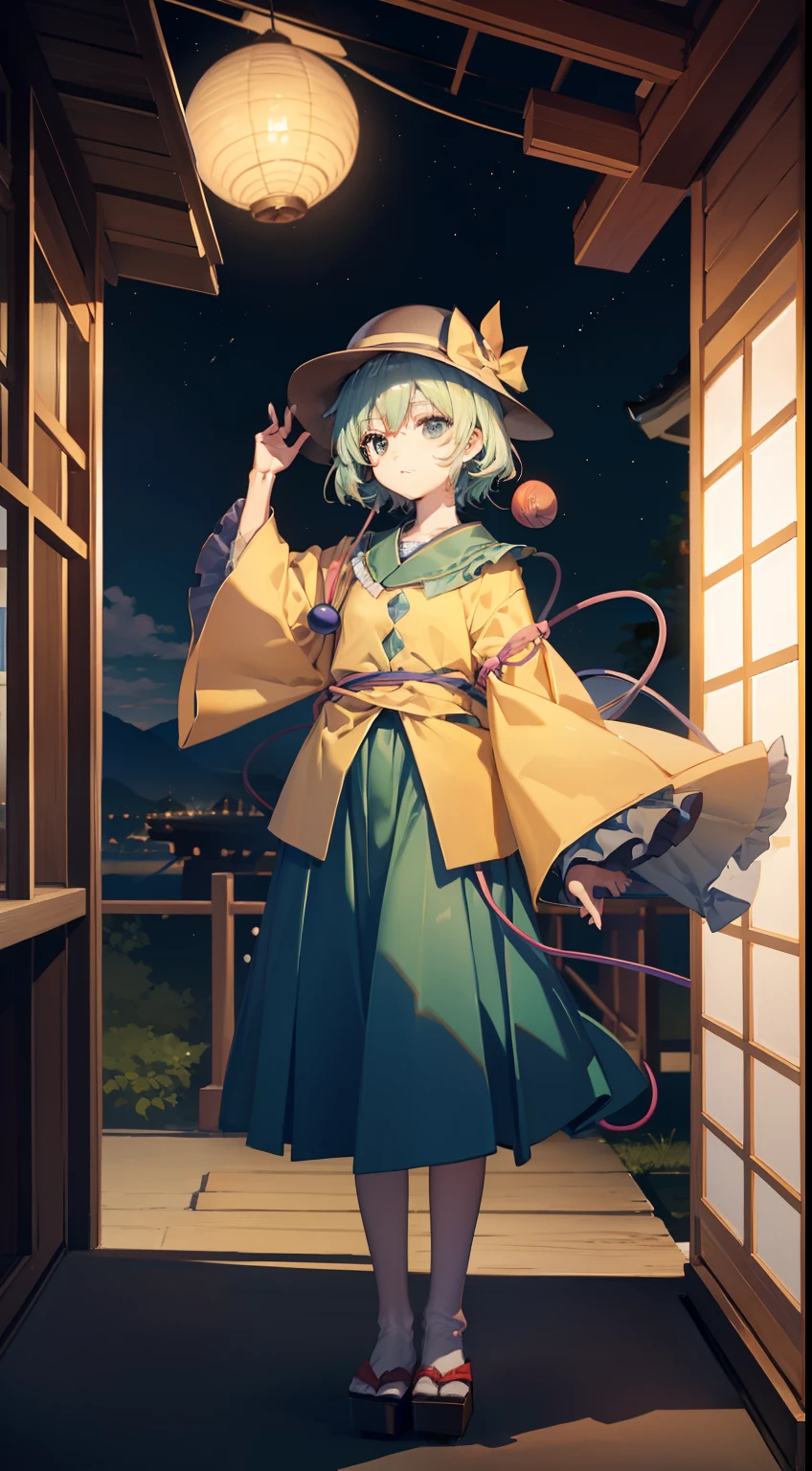 1 person Komeiji Koishi Sky Hat Standing Looking into the camera Night Shrine