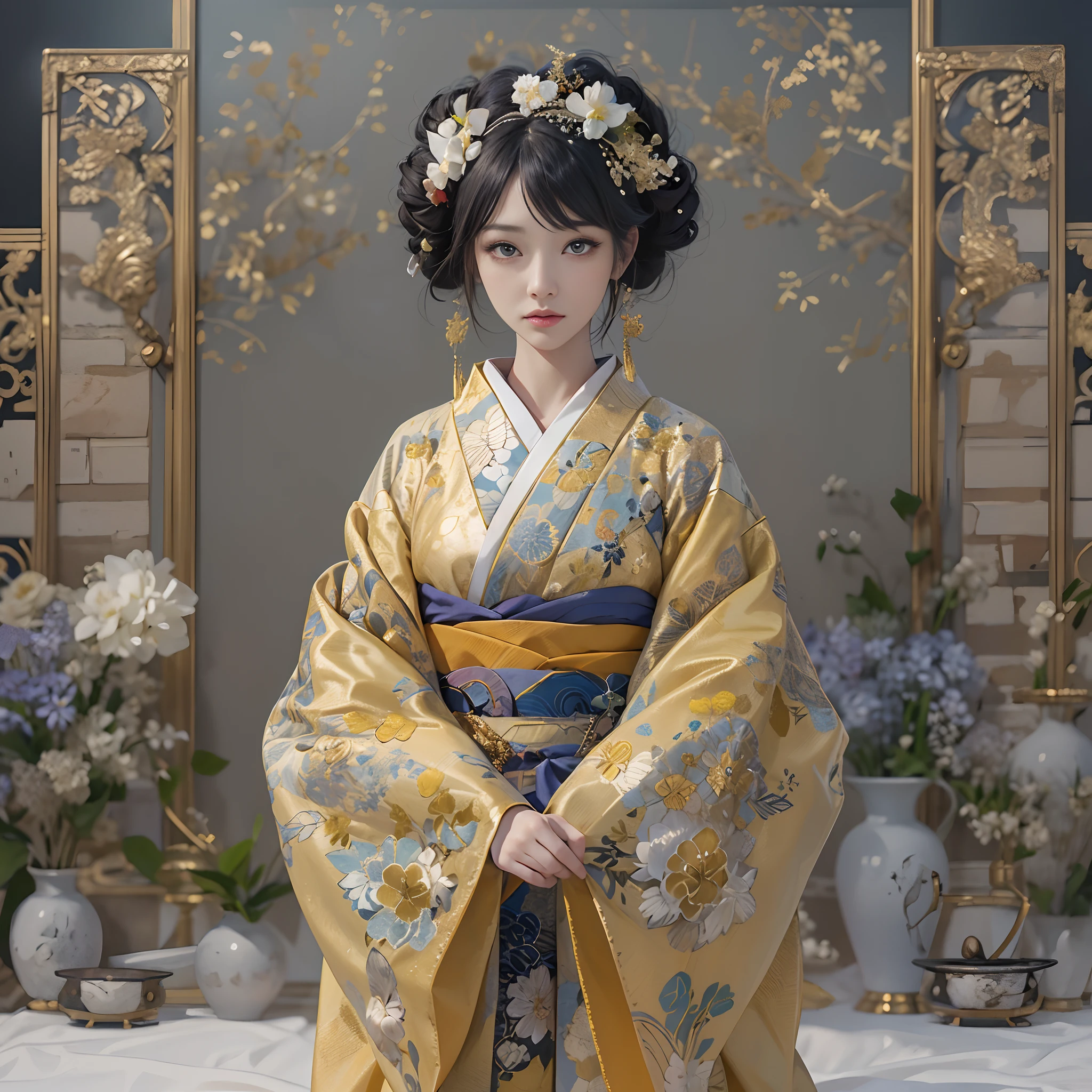 profile,Background with((ancient city:1.2)And the moon、(dense background:1.5))、BREAK {{{Luxury kimono(Colorful kimono(Detailed golden embroidery,))}}}、face perfect,Depict a beautiful and graceful woman of Japan,poneyTail、Woman with shiny black hair、perfect hand,Heart in the eye。odd eye,full body Esbian,Blur the background with a sickle,BREAK,((masutepiece)), ((Best Quality)),epicd(Lige Fries Photography、sony a7、50 millimeters、pores:1.5、Farbe、ultra-detailliert:1.5、film grains:1.4、hyper realisitic:1.5)、octan render、 ultra realistic lifelike textures、masterpiece、unrealengine5、the Extremely Detailed CG Unity 8K Wallpapers、Madly detailed photo、Ultra-realistic light、(Pulitzer Prize for Best Photography、Taylor Wessing Award for Best Photography)