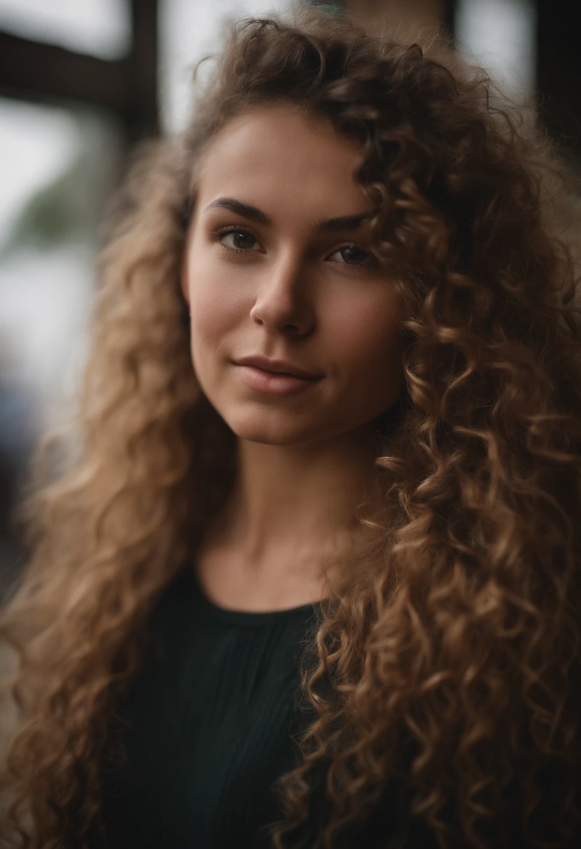 tan girl 20 year old curly hair alot or early ear piercing