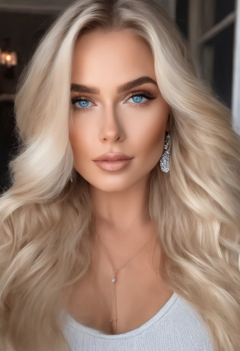 realistic white female instagram influencer, best quality, blonde, 1 girl, blue eyes.