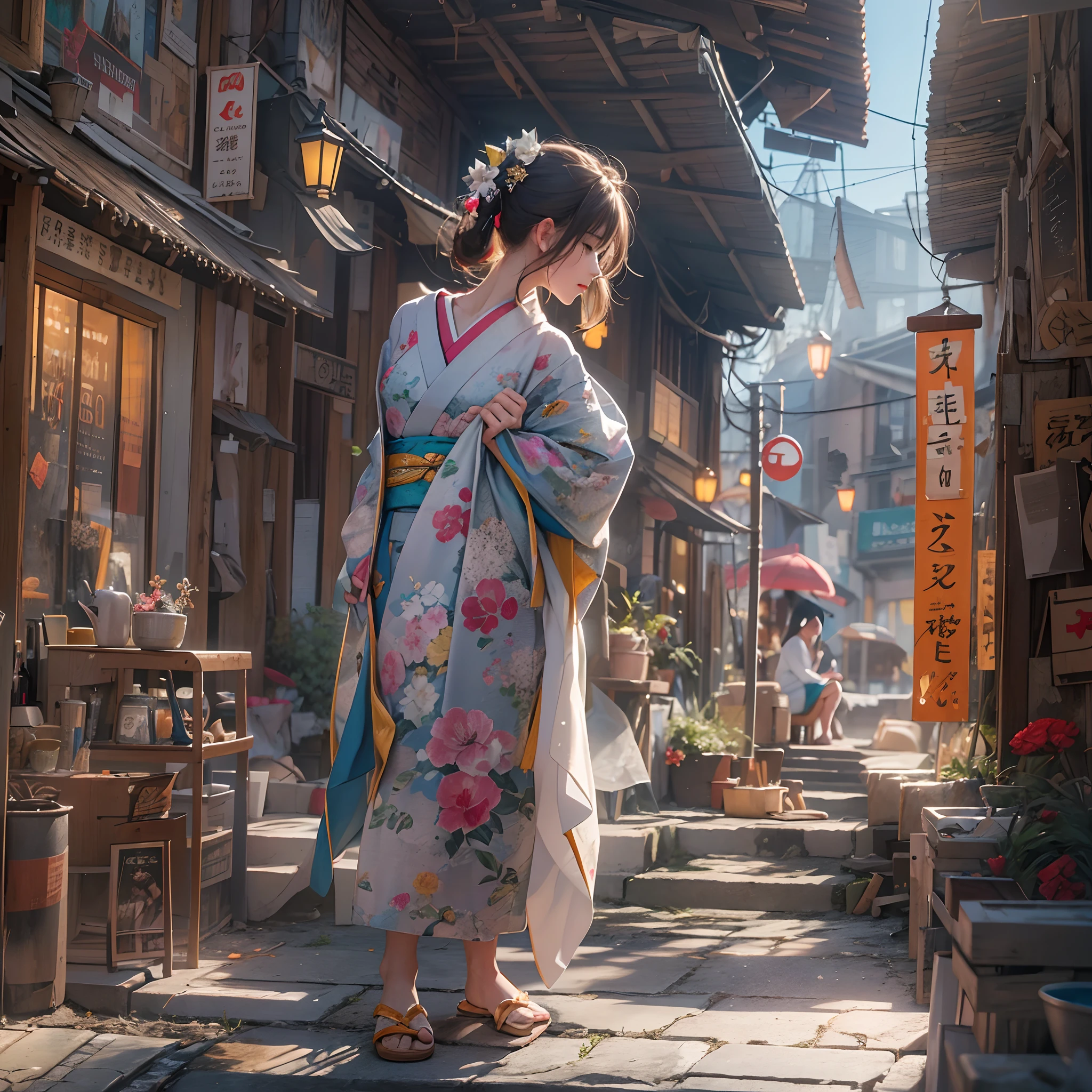 woman wearing the kimono,profile,Modern,BREAK,((masutepiece)), ((Best Quality)),epicd(Lige Fries Photography、sony a7、50 millimeters、pores:1.5、Farbe、ultra-detailliert:1.5、film grains:1.4、hyper realisitic:1.5)、octan render、 ultra realistic lifelike textures、masterpiece、unrealengine5、the Extremely Detailed CG Unity 8K Wallpapers、Madly detailed photo、Ultra-realistic light、(Pulitzer Prize for Best Photography、Taylor Wessing Award for Best Photography)