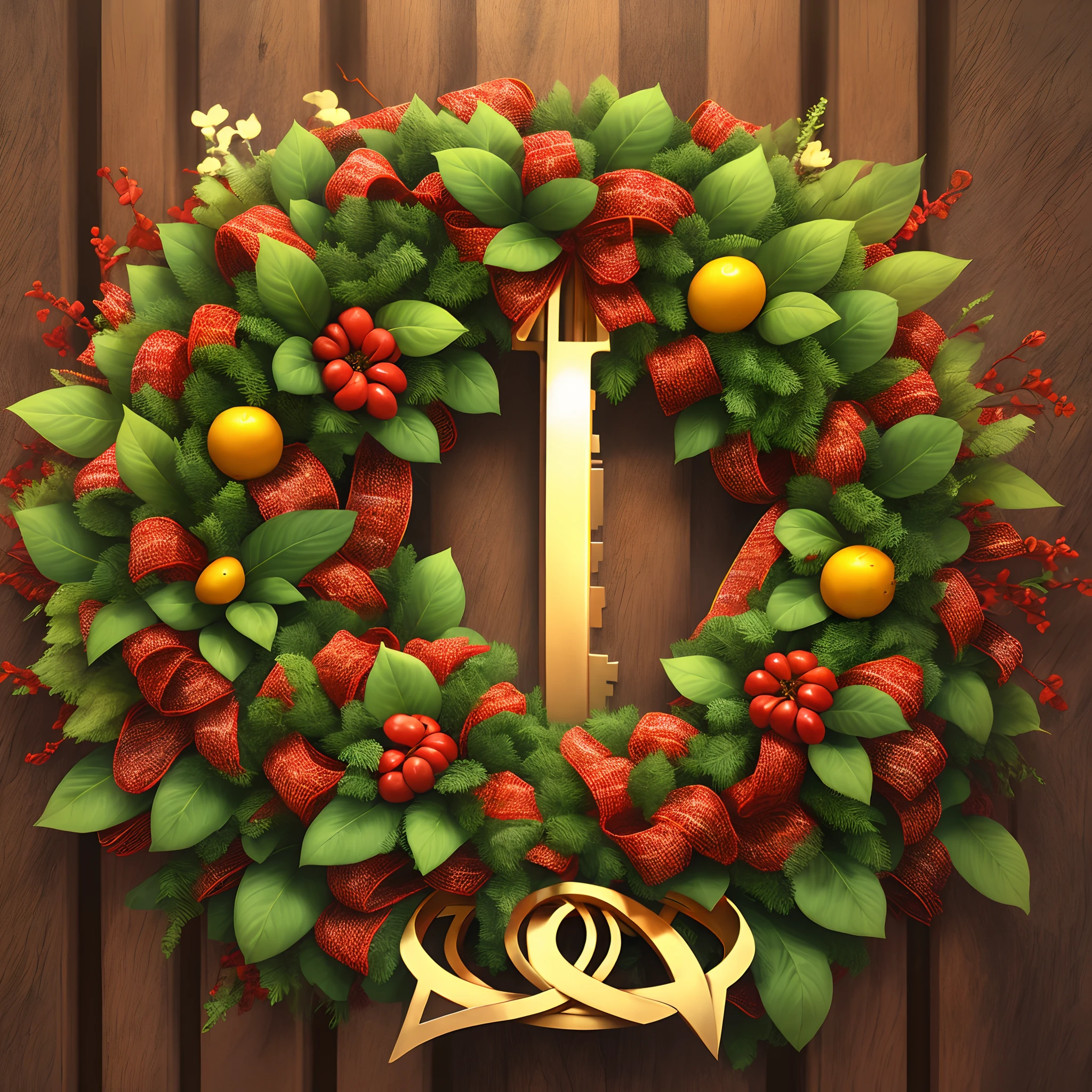 Logo, key and wreath