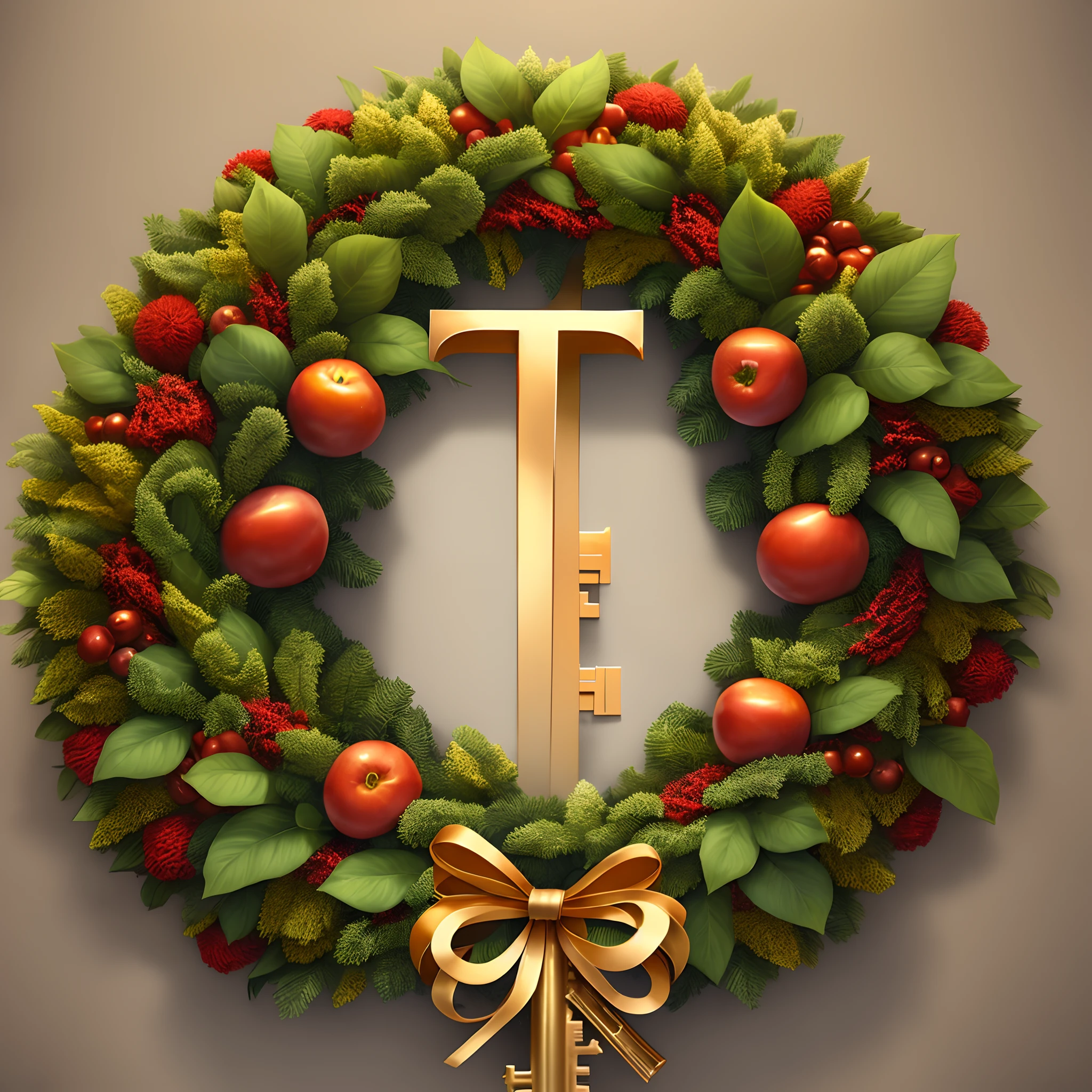 Logo, key and wreath