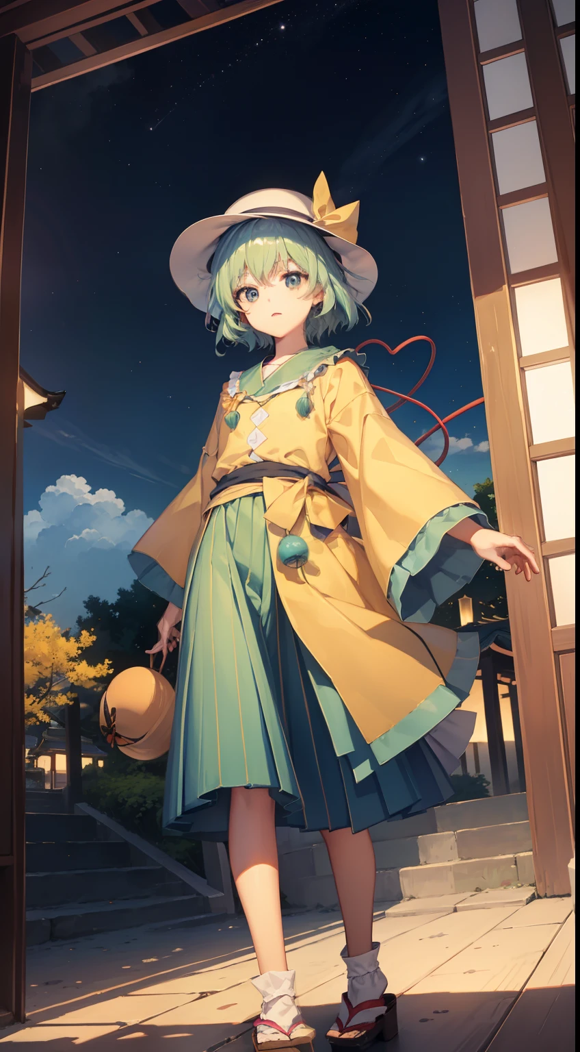 1 person Komeiji Koishi Sky Hat Standing Looking into the camera Night Shrine