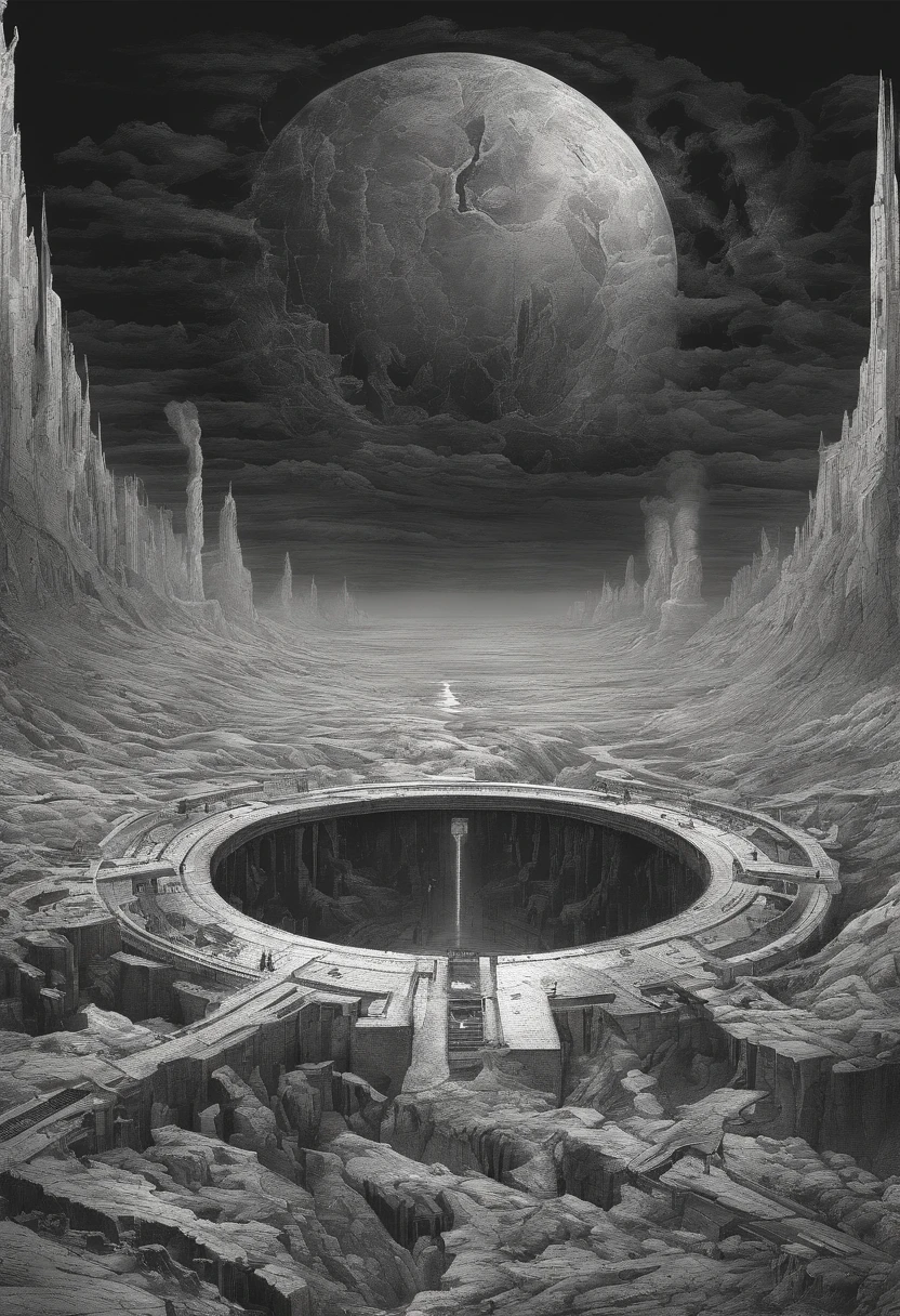 the circle of hell from Dante's Divine Comedy, the edge of the abyss, sheol