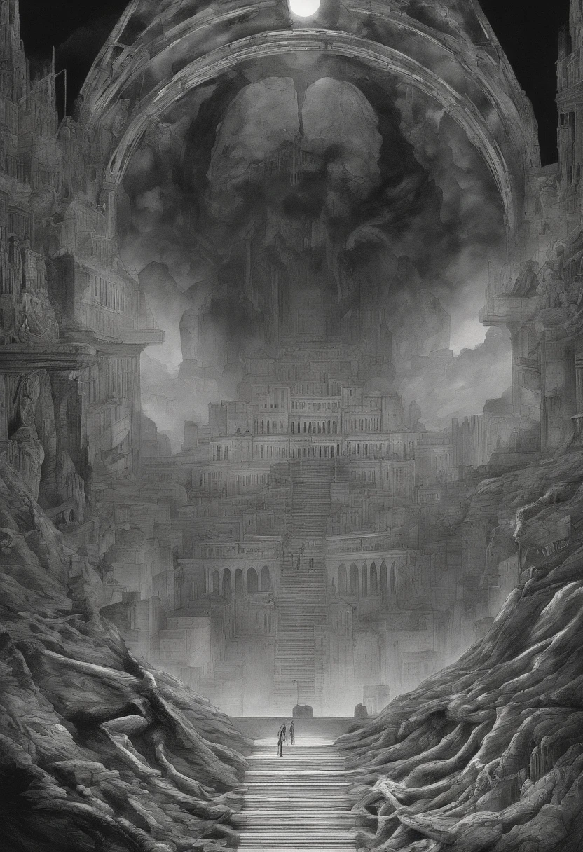 the circle of hell from Dante's Divine Comedy, the edge of the abyss, sheol