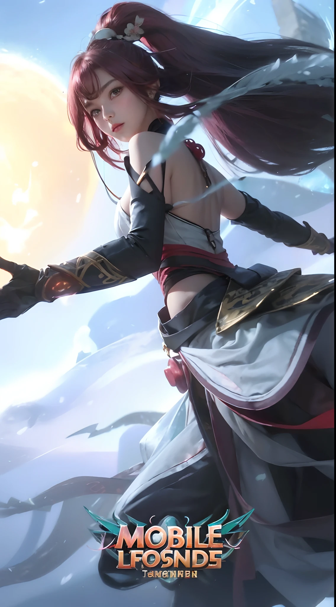 1girl, messy iridescent white hair, pink eyes, glowing eyes, angry, pale skin, bunny ears, covering ears, age 25, mature face, wearing long clingy white dress with gold runes, see-through clothes(intricate detail), bunny tail, arms up, holding fire, glowing hands, glowing pink magic circle in sky, ancient stone village at sunset, wallpaper, absurdes, high res, ultrasharp, 8k, masterpiece, chiaroscuro, from below, rear view, ass focus, panoramic, looking at viewer,