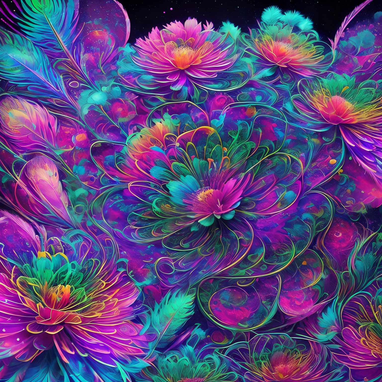 Riff Style 2 (masutepiece, of the highest quality, Best Quality, Official art, Beautiful and aesthetic:1.2), (Cosmos 1 pc.:1.3), Extremely detailed,(Fractal Art:1.1),(Colorful:1.1)(Flowers:1.3),highest details,(Zentangle:1.2), (Dynamic Pose), (Abstract background:1.3), (Shiny skin), (Many colors:1.4), ,(earrings), (Feathers:1.5),unmanned