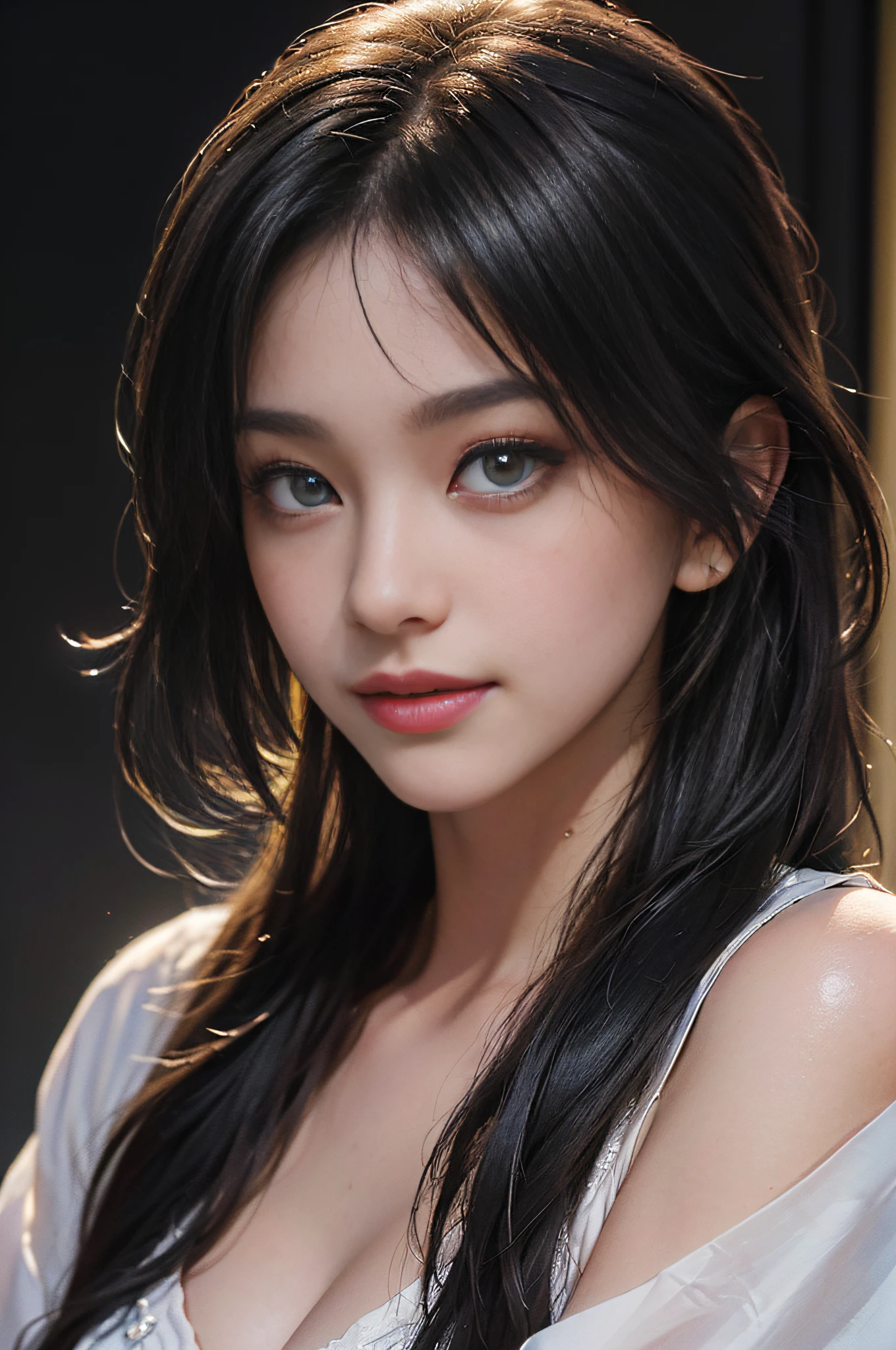 ((masterpiece、top-quality、beautiful quality、Photorealsitic、Look at viewers、Detailed Lighting、highlydetailed skin、very detail hair、Highly detailed H pupil、shadowy、8K:1.2))、(women's pictures、1beautiful girl:1.2)、Pretty smile、hi-school girl、校服、full body Esbian、I'm hungry、sano