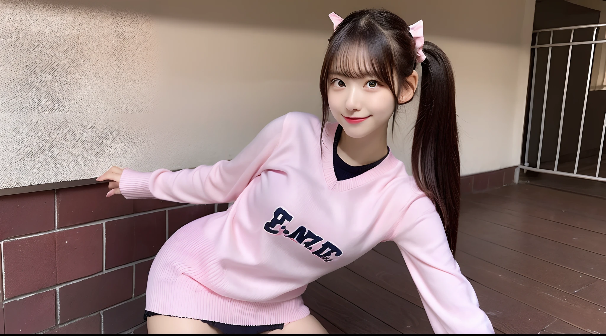 18-year-old cheergirl in a pink miniskirt(poneyTail)