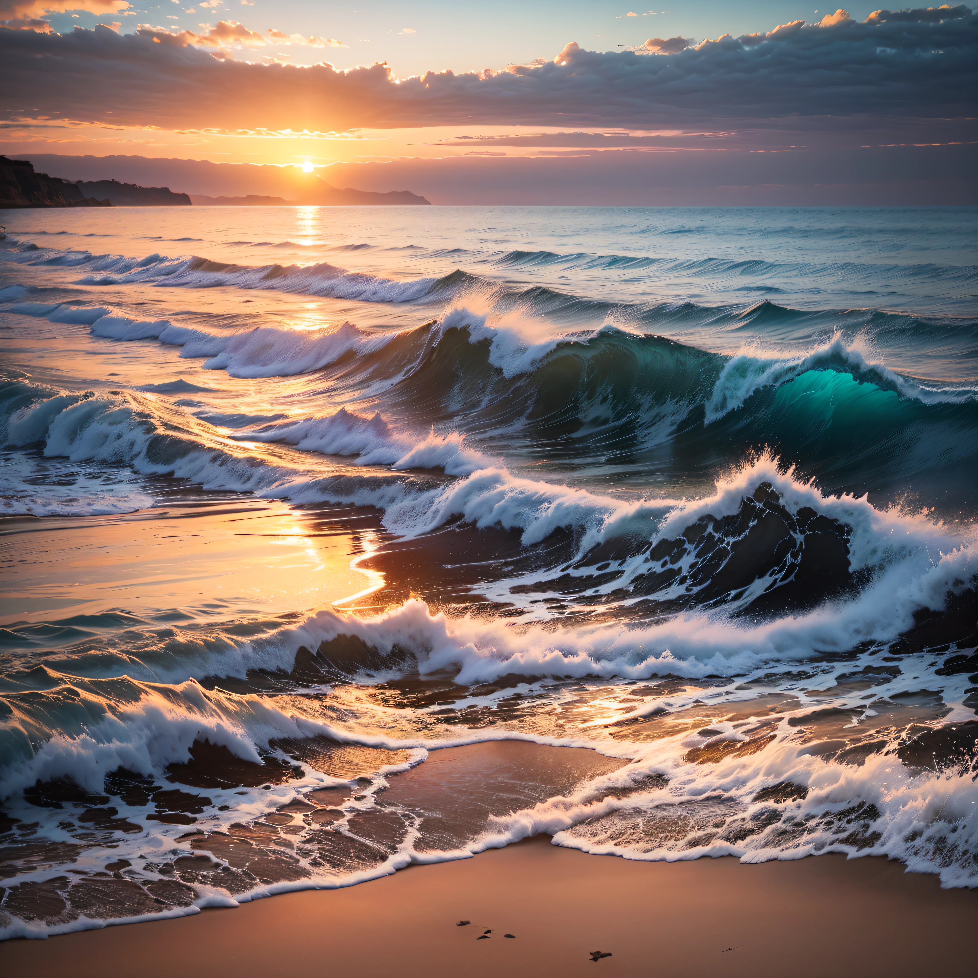 sunset, sea, beach, water, ocean, sky, landscape, sun, sunrise, nature, coast, wave, cloud, waves, rocks, clouds, dusk, rock, lake, horizon, seascape, view, evening, reflection, sand