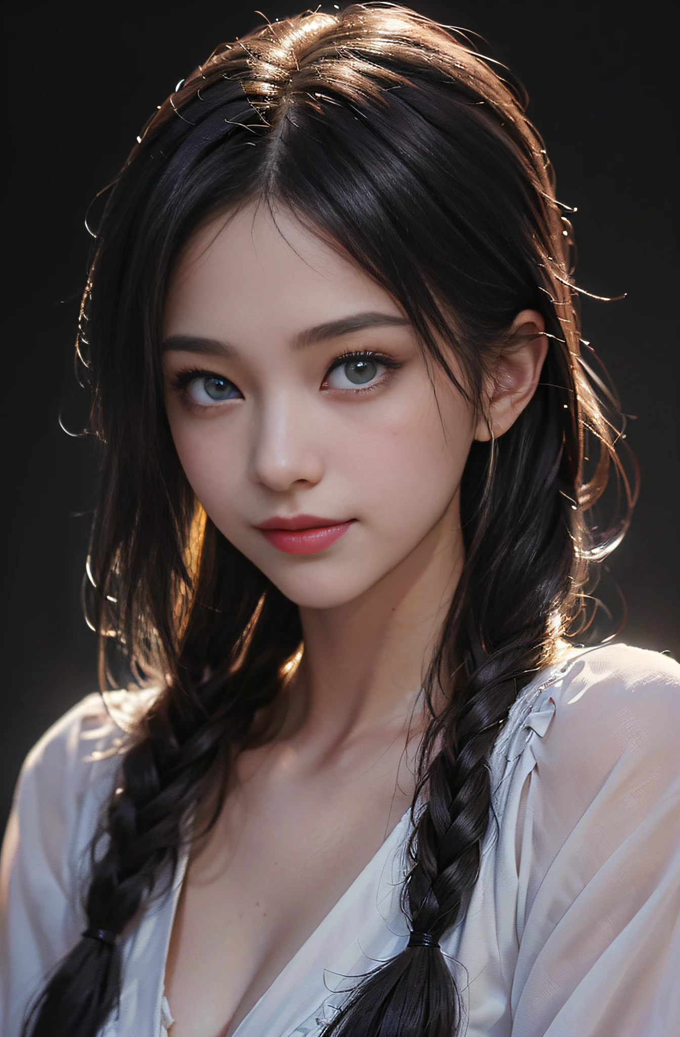 ((​masterpiece、top-quality、beautiful quality、Photorealsitic、Look at viewers、Detailed Lighting、highlydetailed skin、very detail hair、Highly detailed H pupil、shadowy、8K:1.2))、(women's pictures、1beautiful girl:1.2)、Pretty smile、hi-school girl、校服、full body Esbian、I'm hungry、sano