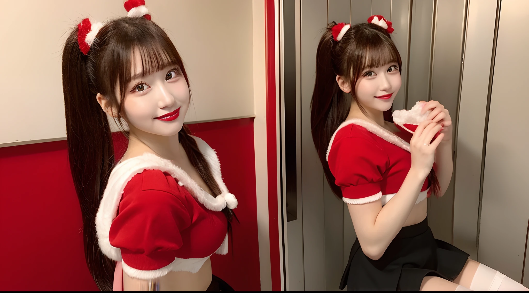 18-year-old cheergirl in red miniskirt(poneyTail)