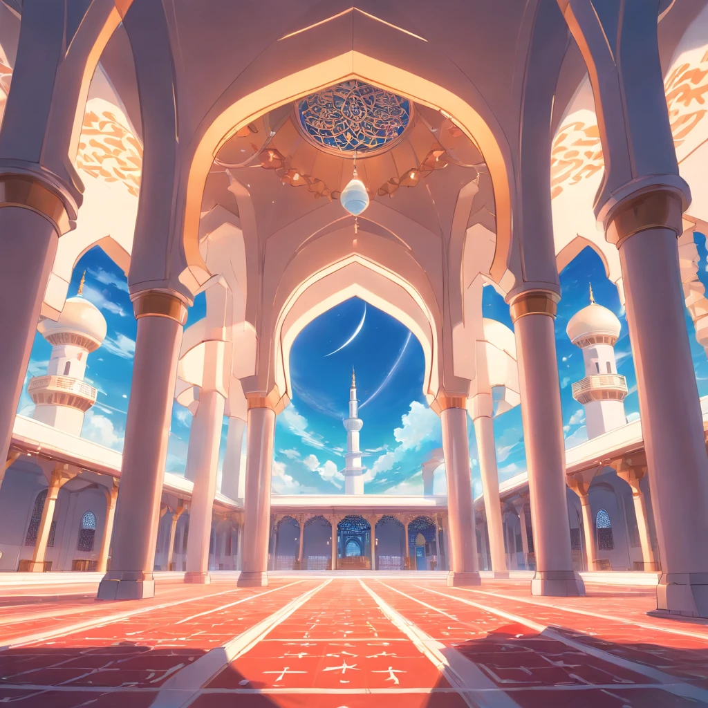 mosque, beatiful skies.