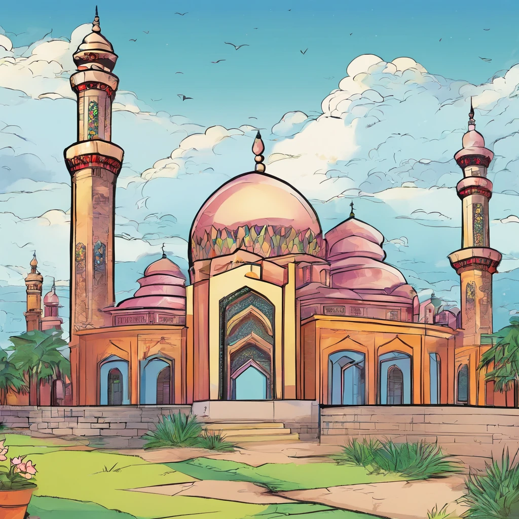 mosque, beatiful skies.