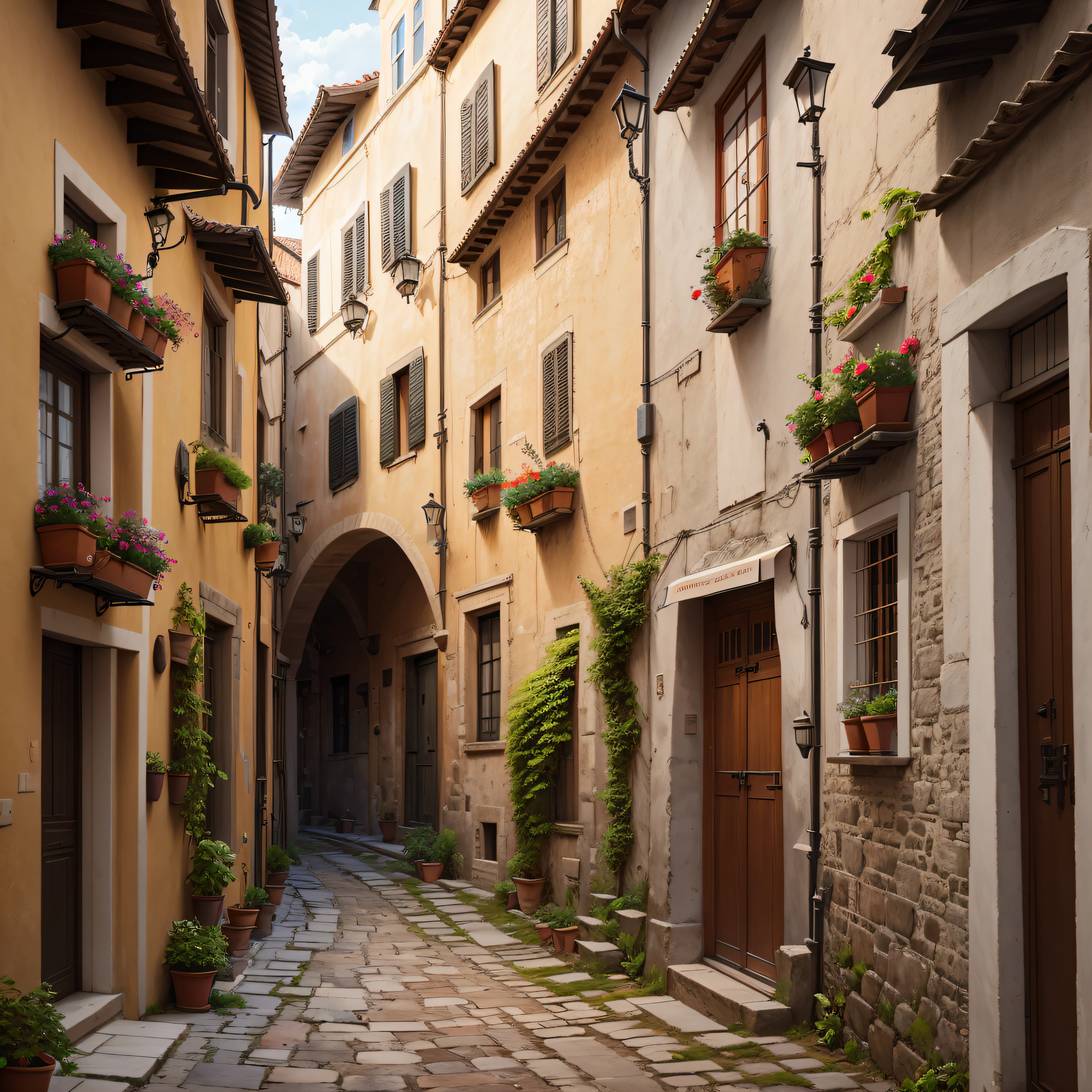 street, architecture, city, old, house, building, europe, town, narrow, italy, travel, buildings, urban, tourism, village, alley, road, stone, medieval, houses, historic, sky, view, wall, exterior