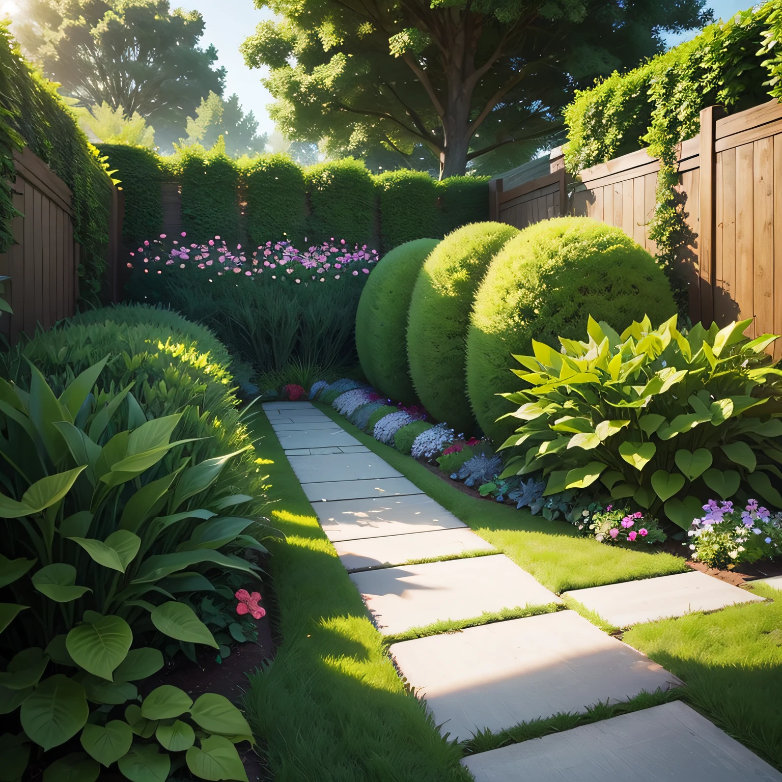 Informal garden with  Groundcovers and Boundaries