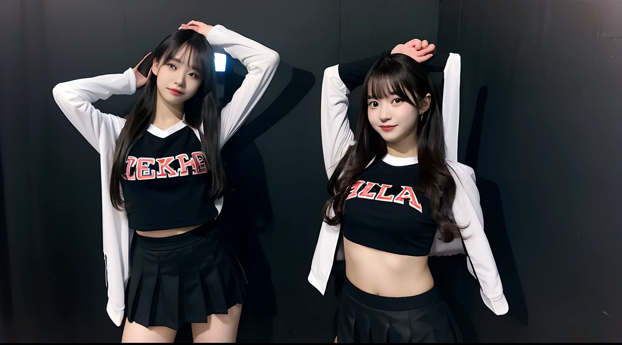 18-year-old cheergirl in a dark miniskirt