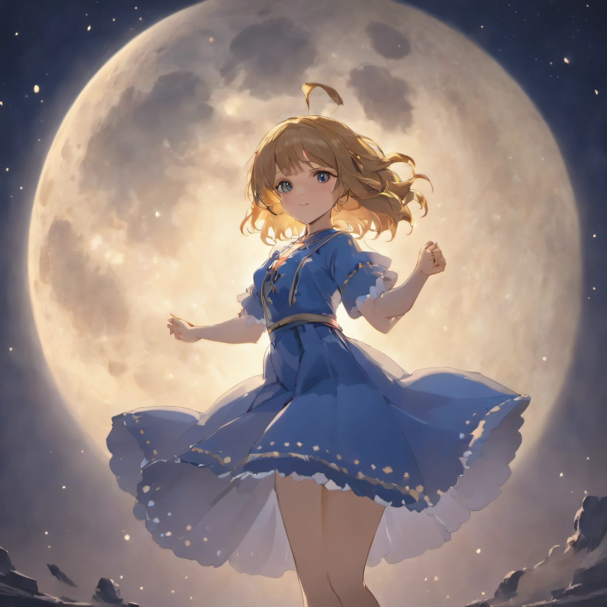(masterpiece), (best quality), (ultra-detailed), 1girl, solo, Girl dancing with the full moon in the background, Traditional attire, Enchanting atmosphere, Poetic scene, The Moonlight Dance, moonlight, Romanticism, Close-up shot, Graceful movements, anime, full body