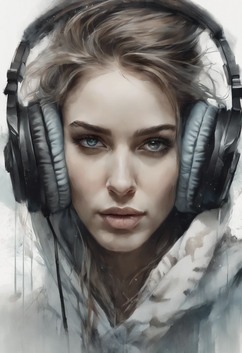Perfect centering, Cool zebra, mascle, Wear a hoodie, Wearing headphones, cheerfulness, Standing position, Abstract beauty, Centered, Looking at the camera, Facing the camera, Approaching perfection, Dynamic, Highly detailed, Smooth, Sharp Focus, hight resolution, Illustration, art by carne griffiths and wadim kashin, White background
