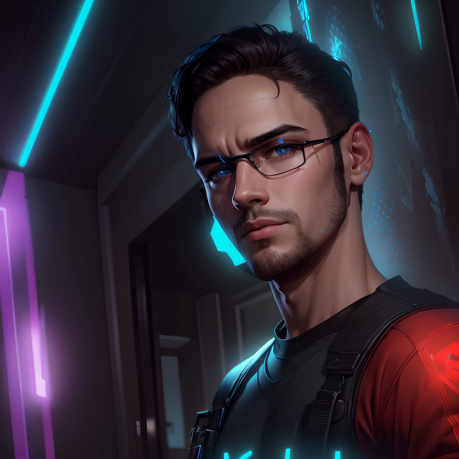 Change background handsome boy realistic, neon, 8k, ultra realistic