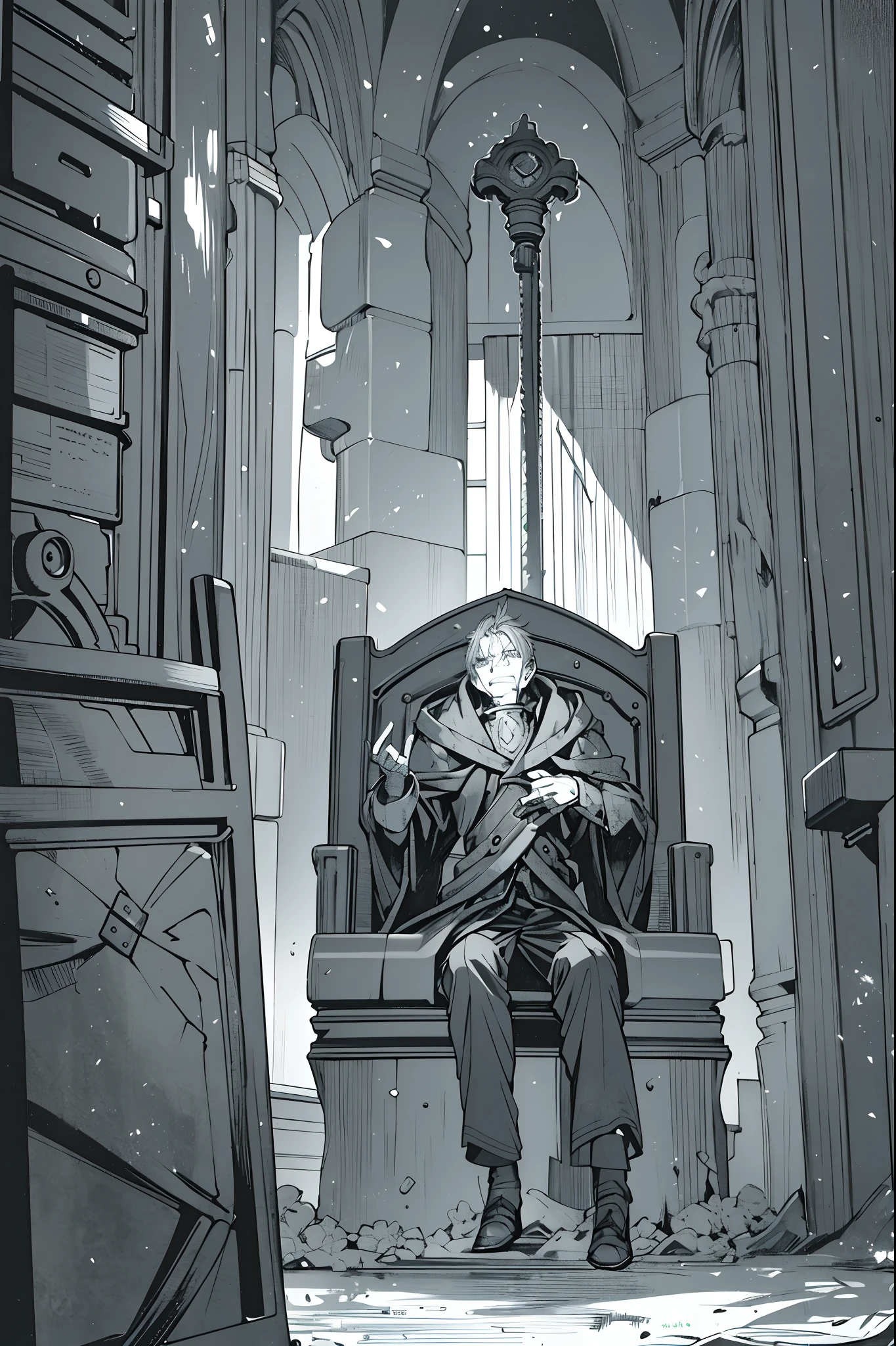 Setting: A small, eerie clearing amidst the roots, where a single ancient Roman-style chair stands, covered in a thin layer of dust.
Character: Metal Madden, now holding the key, approaches the chair, his movements deliberate and purposeful.
Action: With a slow, deliberate motion, he inserts the key into a hidden compartment within the chair, revealing a concealed mechanism.
Dialogue Box: Metal Madden's voice, low and foreboding, "Power lies in the most unexpected places."
