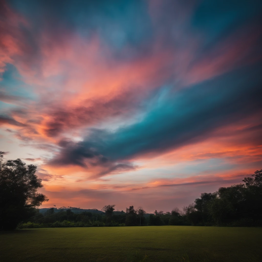 Colorful sky, colorful auspicious clouds.