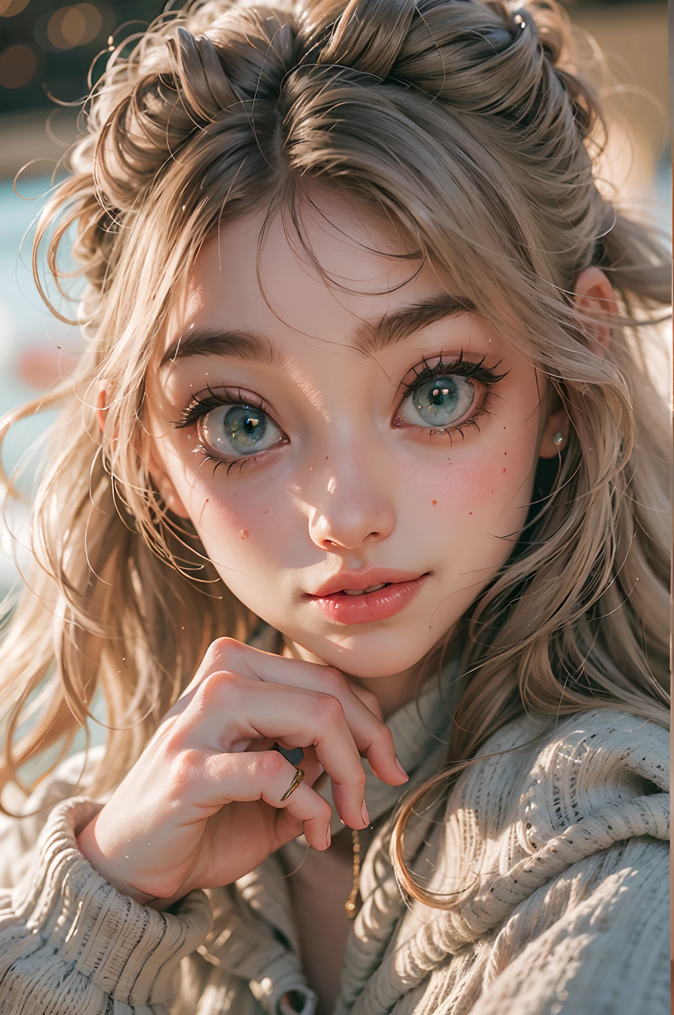 (Realistic, Photorealistic: 1.37), (8k, RAW Photos, Best Quality, Masterpiece: 1.2), Cute, Ultra Detailed, Heart-Shaped Pupils, Physically Based Rendering, Ultra High Resolution, Kodak Vision Color, Shot with Arricam LT Camera, Bokeh, Sharp Focus,
When you look at the viewer, photorealistic, realistic, solo, photorealistic, highest quality, highly detailed face, highly detailed green eyes and face, beautiful detailed eyes, beautiful details face, absurdity, incredibly absurd, (soft smilling), ponytail messy hair, floating hair, mouth wide open and tongue sticking out, drool